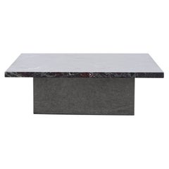 Table à cocktail en marbre et acier avec option en verre, style Brueton, années 1980