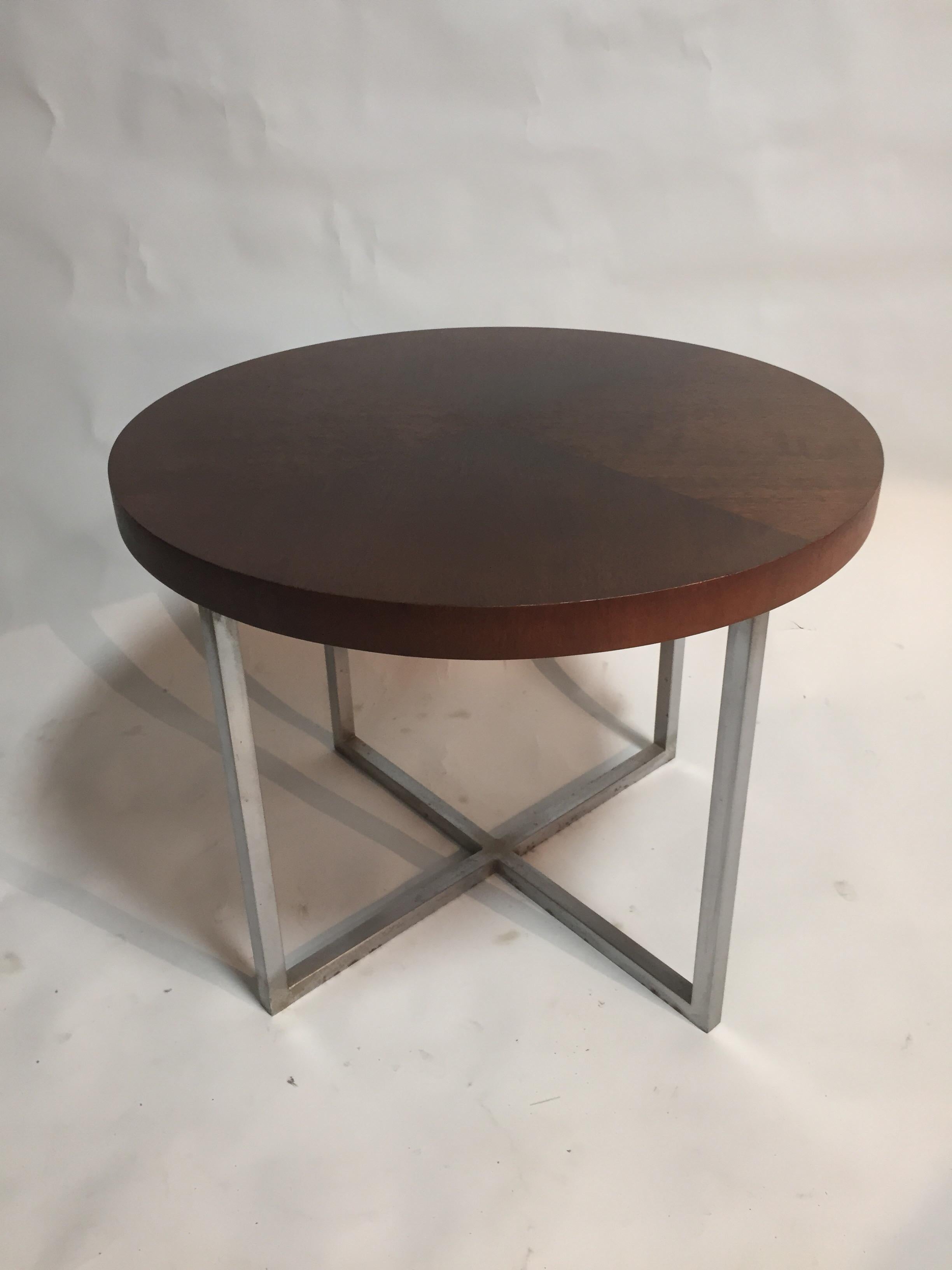 Mid-Century Modern Brueton Wood and Metal End Table