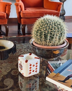 Brugerolle Aigle Rouge Napoleon Cognac Cubic Ceramic Ashtray, France 1950s