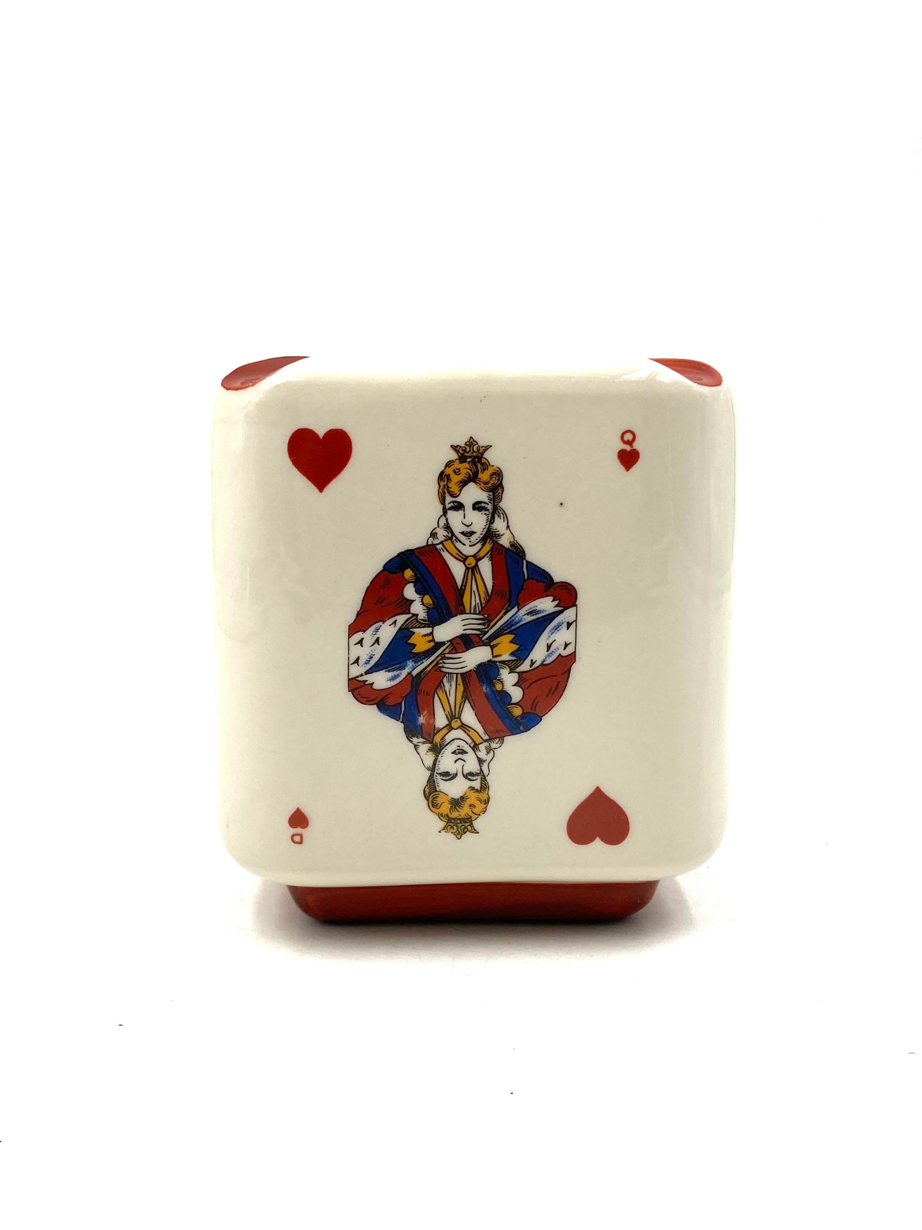 Brugerolle Aigle Rouge Napoleon Cognac Cubic Ceramic Ashtray, France 1950s In Fair Condition For Sale In Firenze, IT