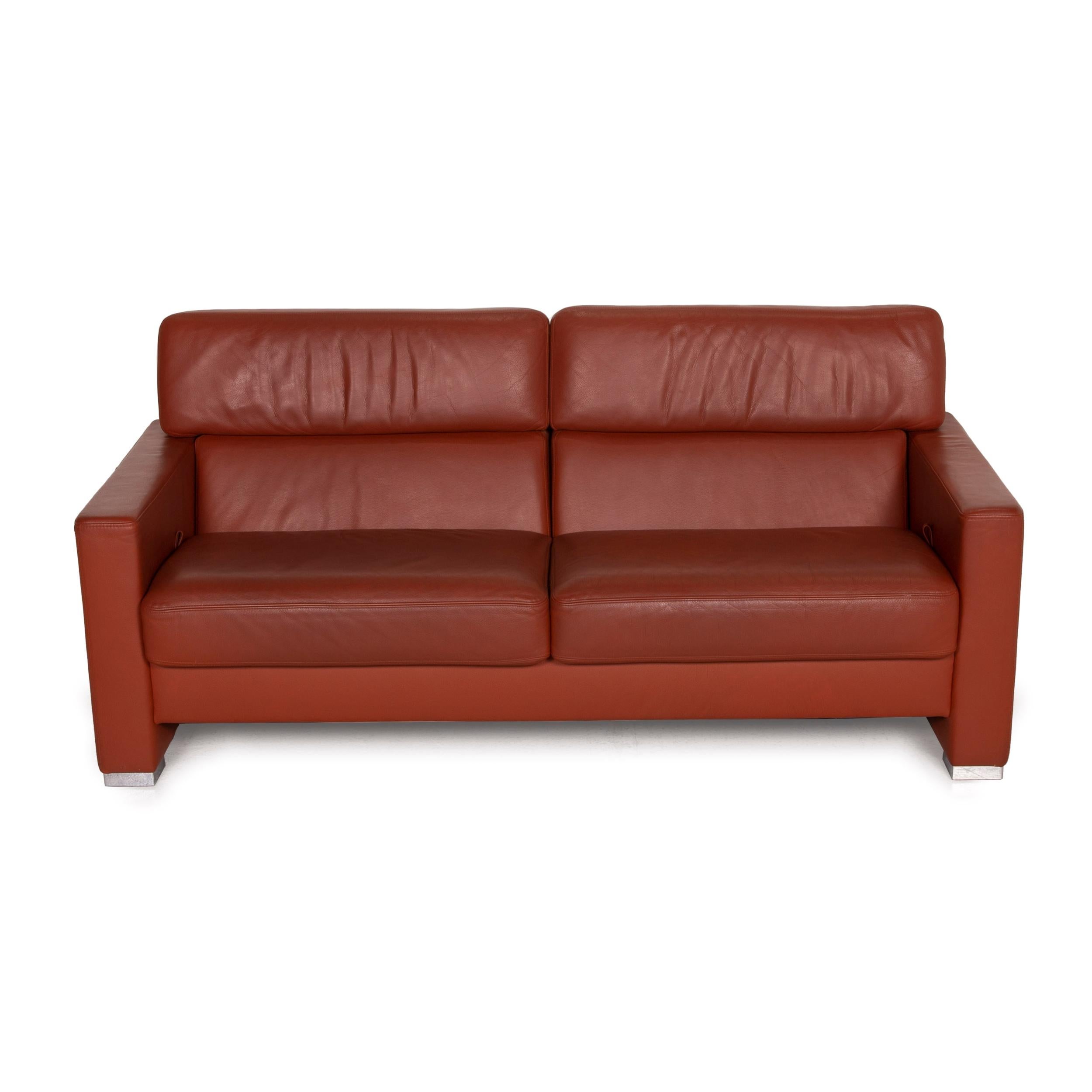 Brühl Collection Separe Leather Sofa Terracotta Three-Seater Function For Sale 3