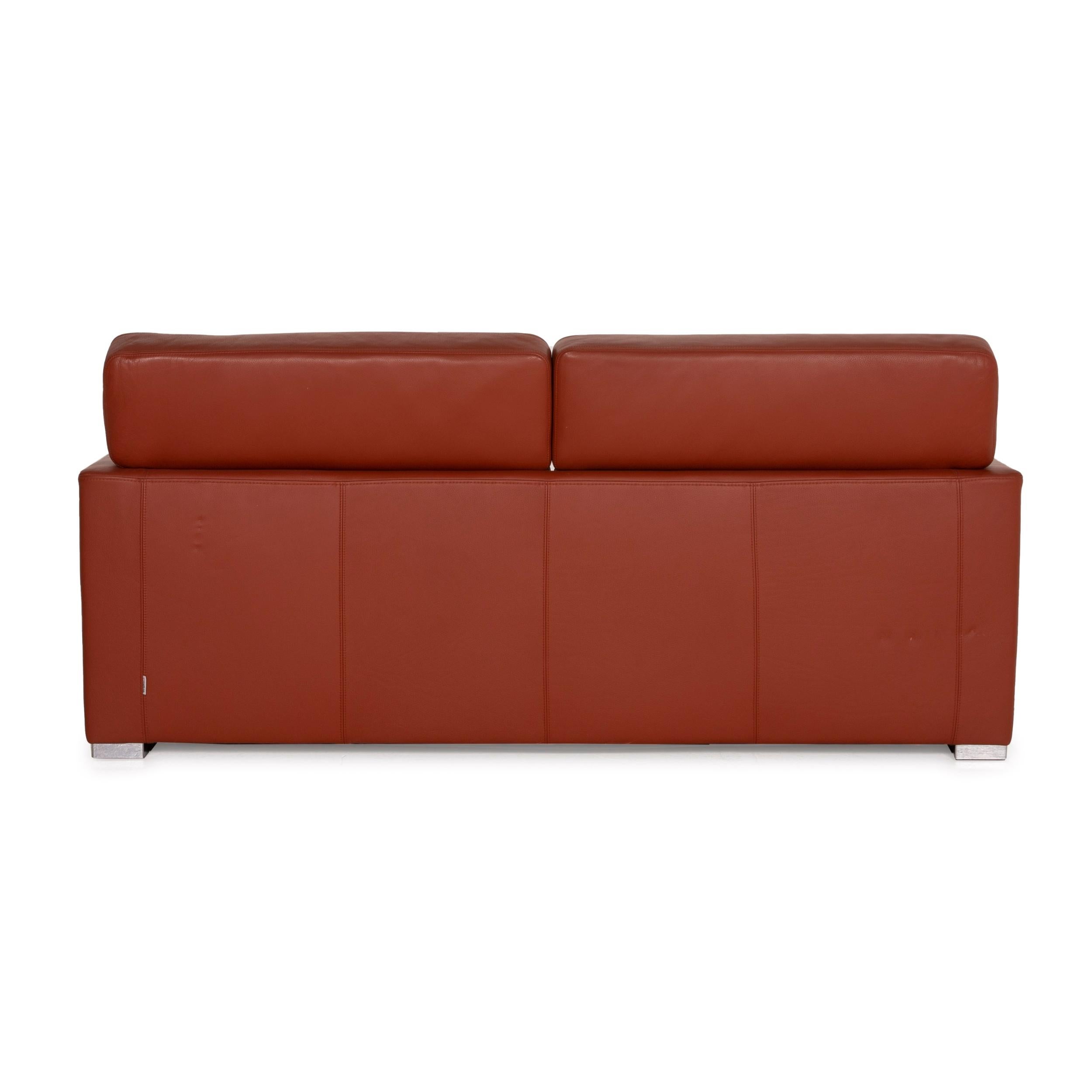 Brühl Collection Separe Leather Sofa Terracotta Three-Seater Function For Sale 5