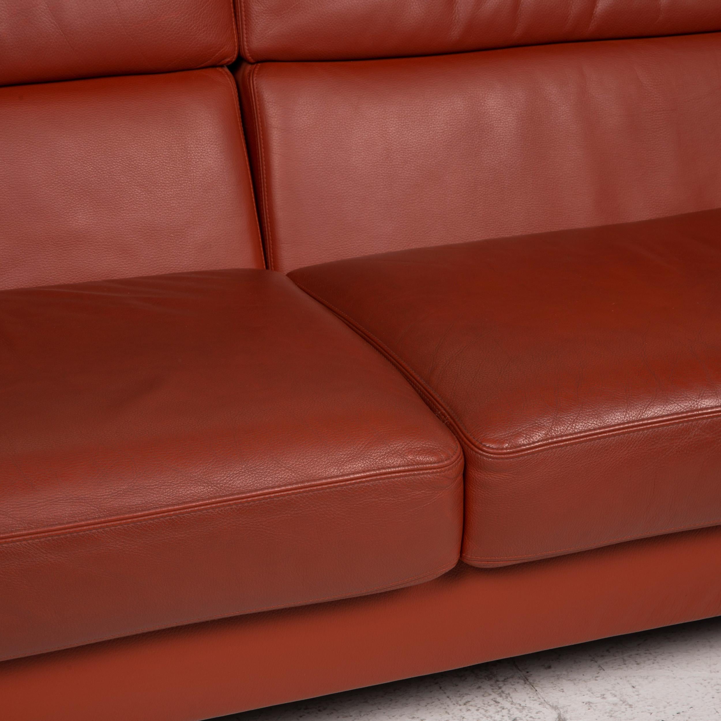 Modern Brühl Collection Separe Leather Sofa Terracotta Three-Seater Function For Sale