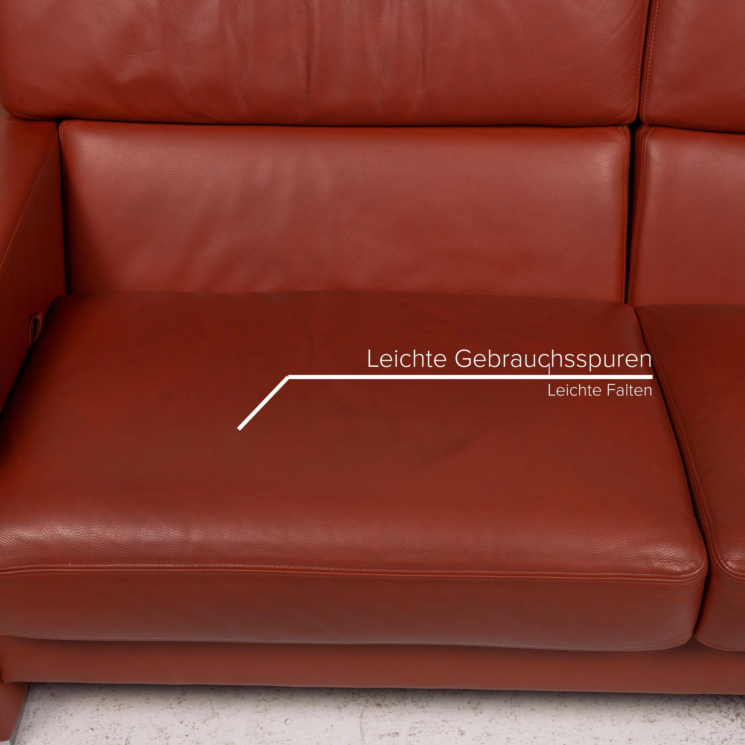 German Brühl Collection Separe Leather Sofa Terracotta Three-Seater Function For Sale