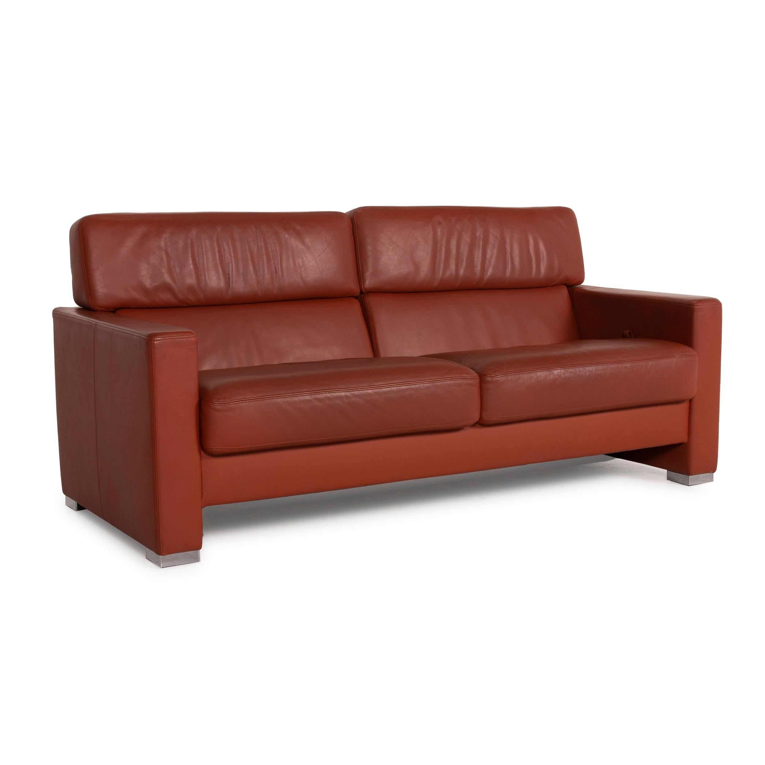 Brühl Collection Separe Leather Sofa Terracotta Three-Seater Function For Sale 2
