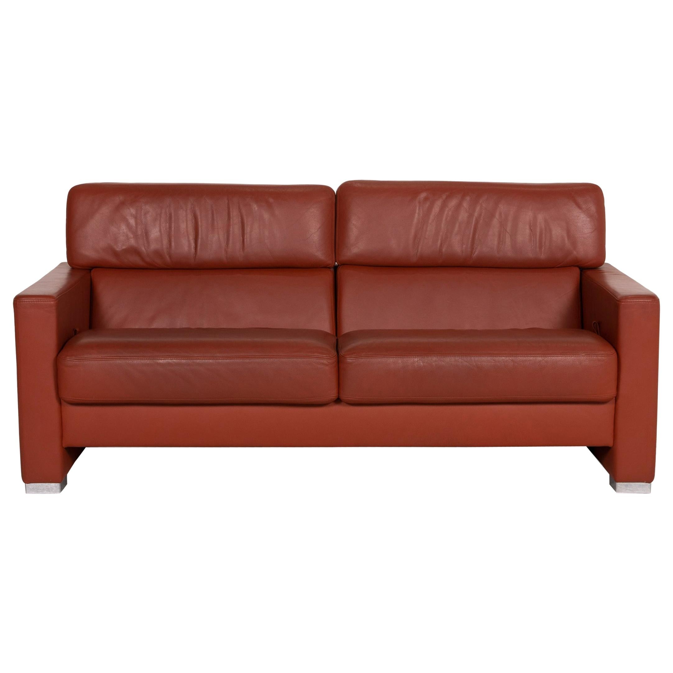 Brühl Collection Separe Leather Sofa Terracotta Three-Seater Function For Sale