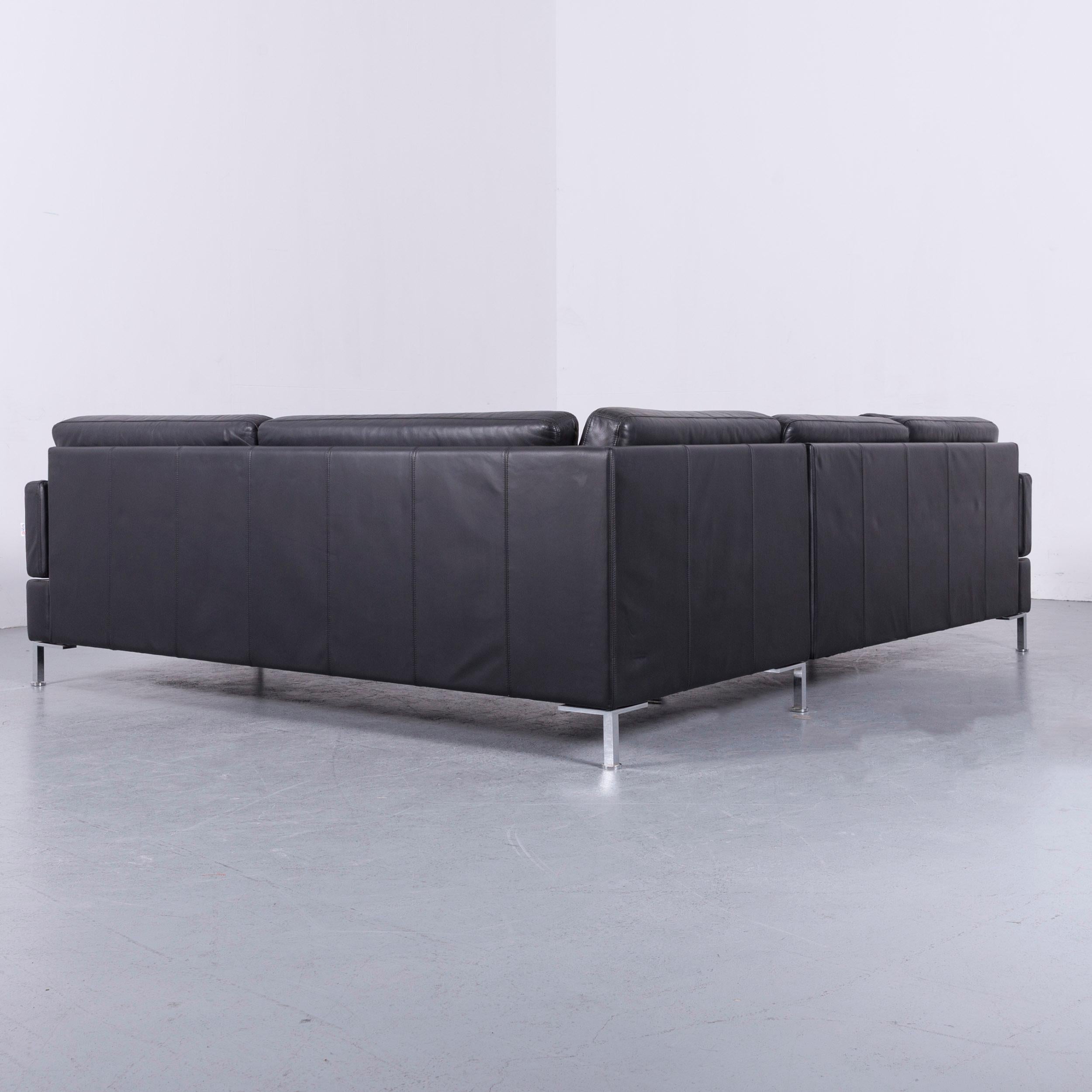 Brühl & Sippold Alba Designer Corner-Sofa Black Leather Couch with Function 3