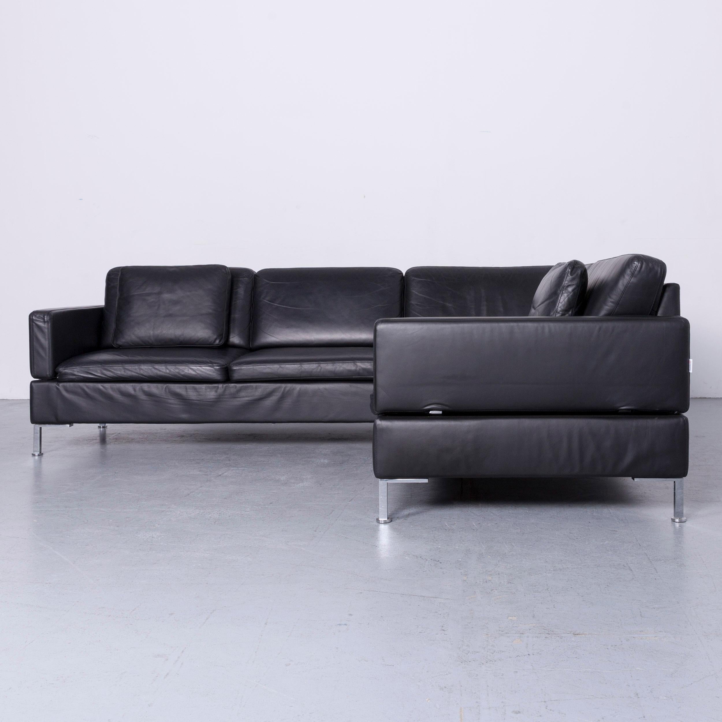 corner black leather sofa