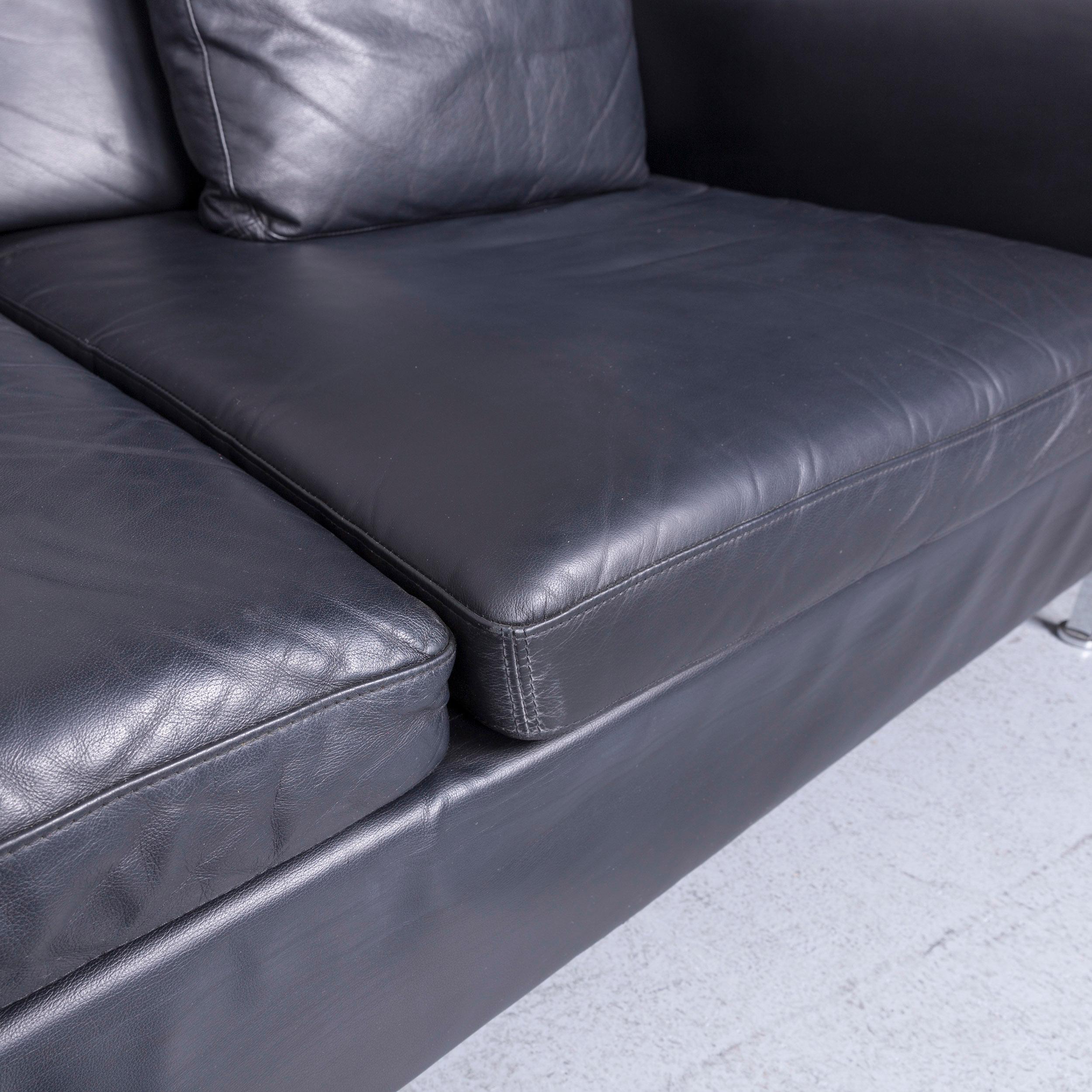 Brühl & Sippold Alba Designer Corner-Sofa Black Leather Couch with Function 1