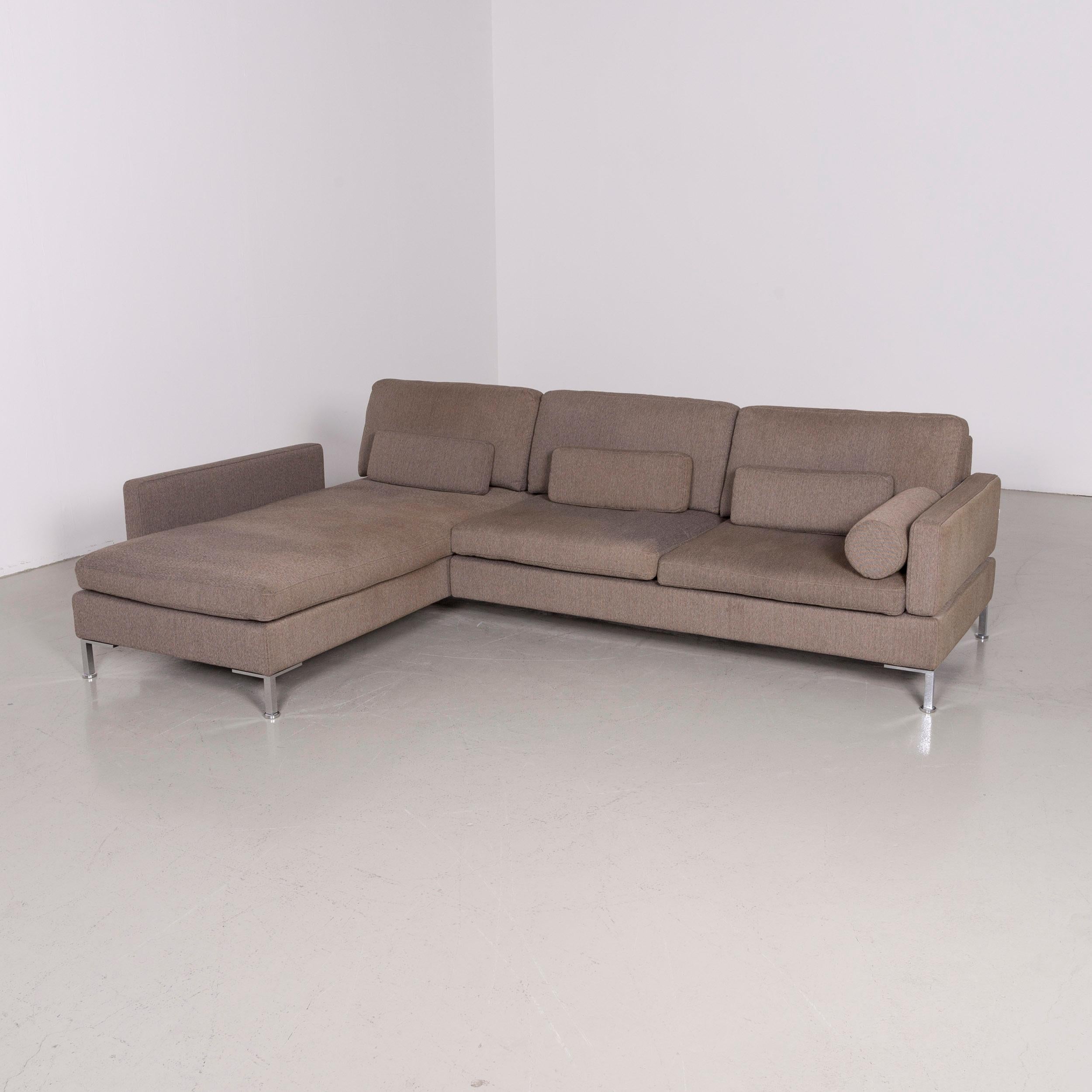 Brühl & Sippold Alba designer corner-sofa brown fabric couch with function.
 