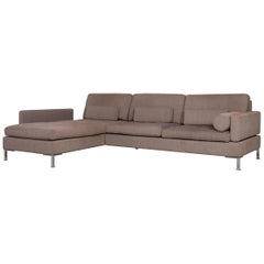 Brühl & Sippold Alba Designer Corner-Sofa Brown Fabric Couch with Function