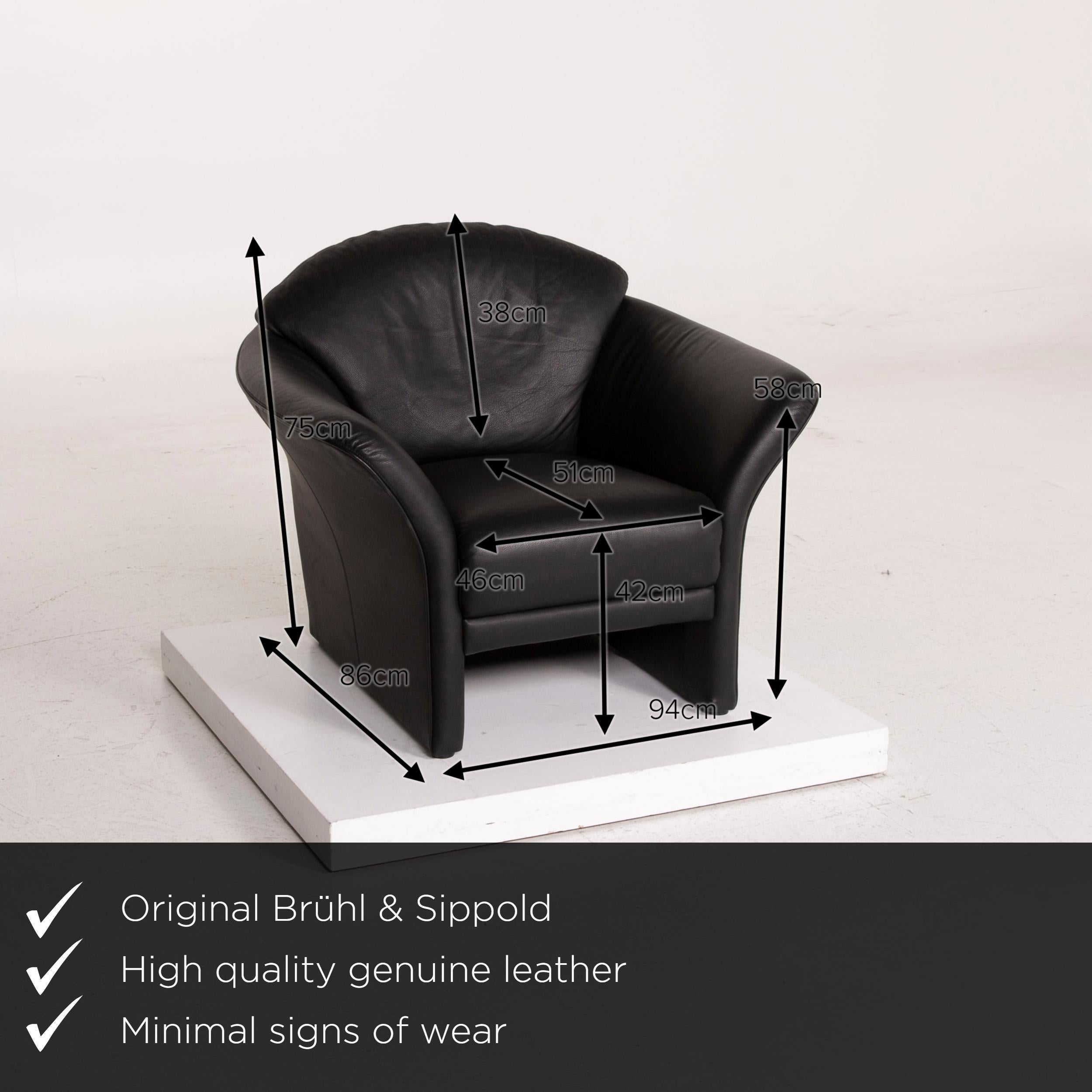 We present to you a Brühl & Sippold Boa leather armchair black.
  
 

 Product measurements in centimeters:
 

Depth 86
Width 94
Height 75
Seat height 42
Rest height 58
Seat depth 51
Seat width 46
Back height 38.