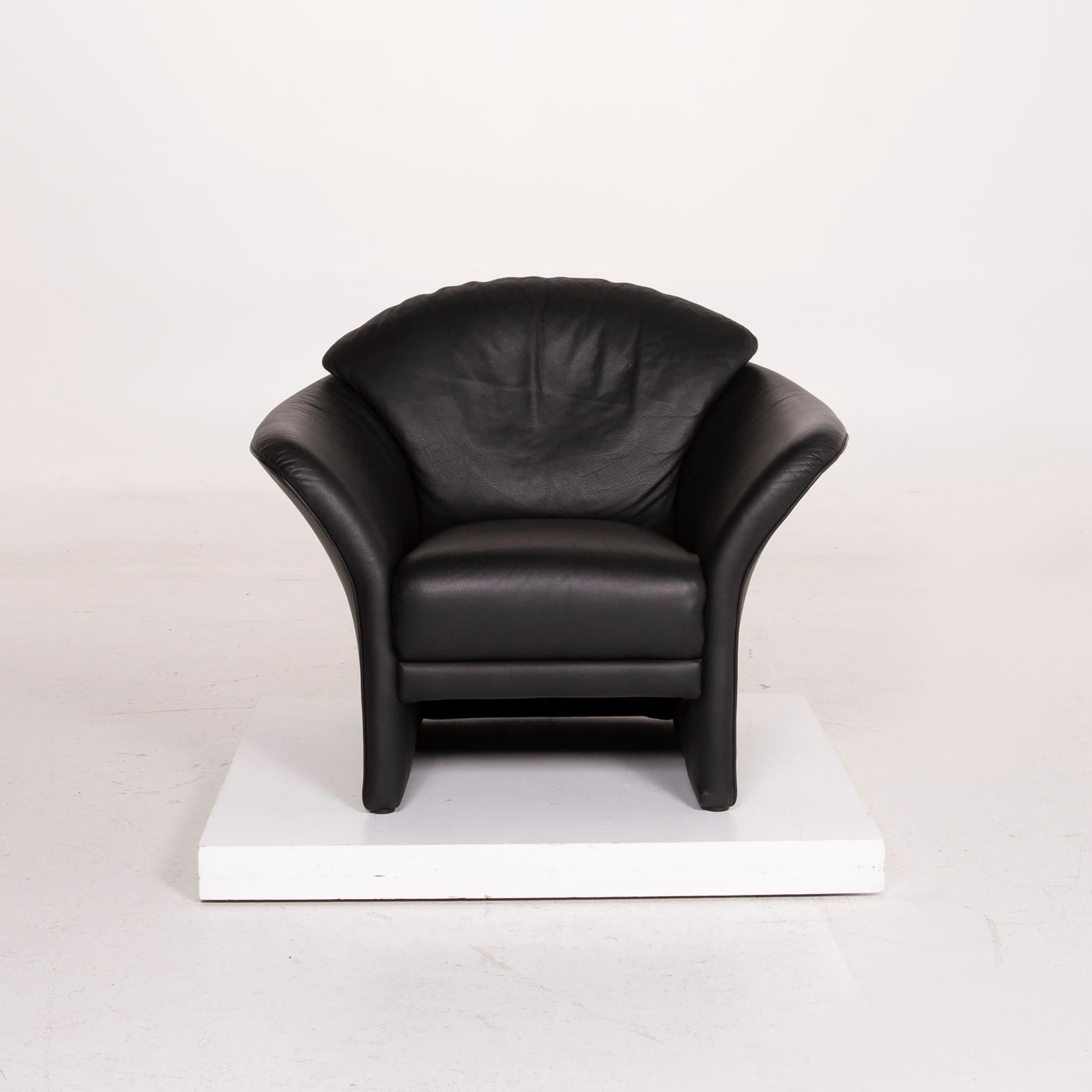 German Brühl & Sippold Boa Leather Armchair Black For Sale