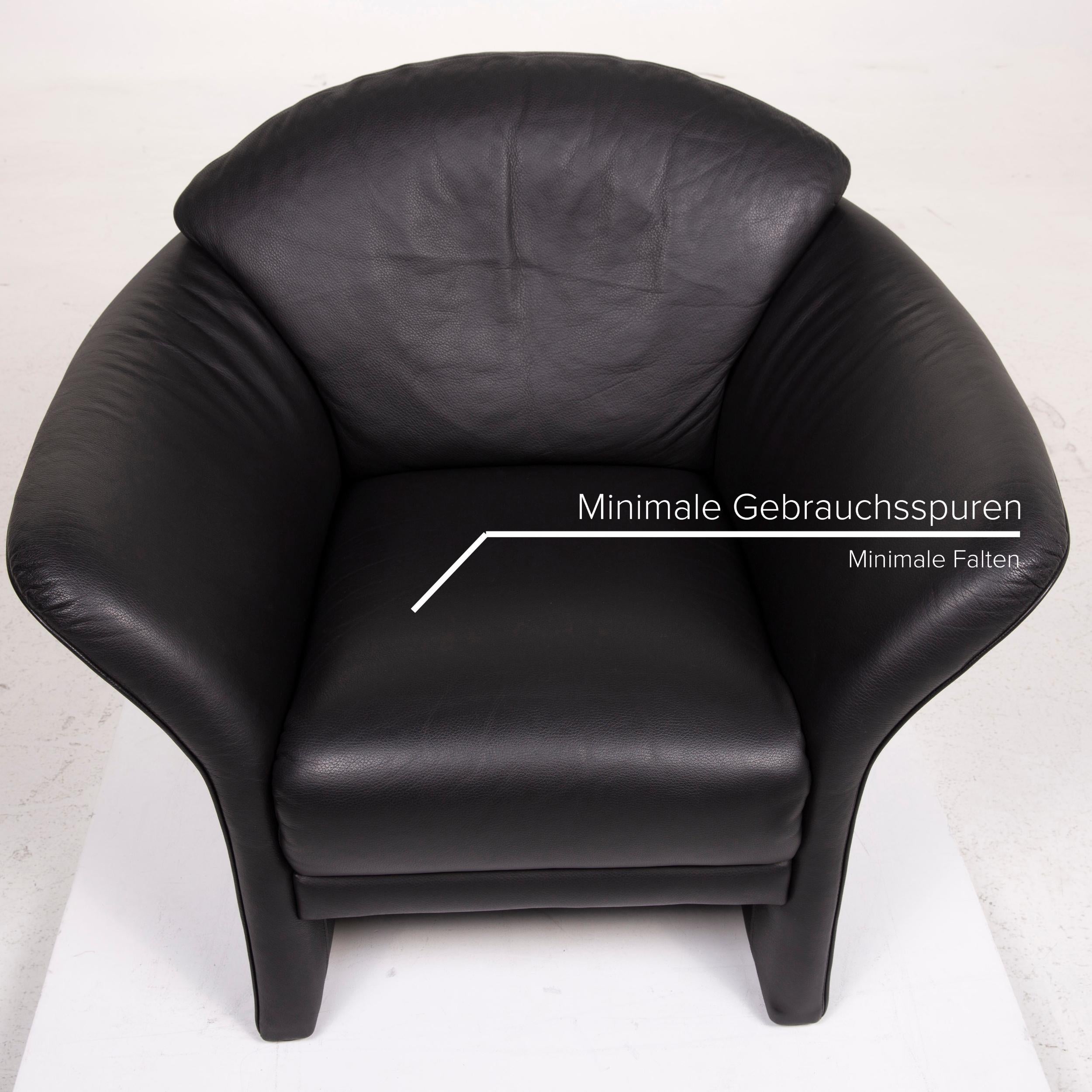 Brühl & Sippold Boa Leather Armchair Black In Good Condition For Sale In Cologne, DE