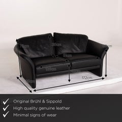 Brühl & Sippold Boa Leather Sofa Set Black Two-Seat Armchair