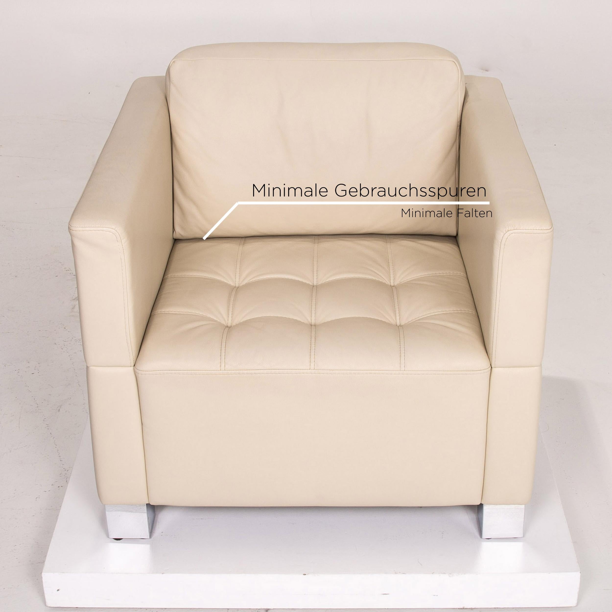 German Brühl & Sippold Carée Leather Armchair Cream For Sale