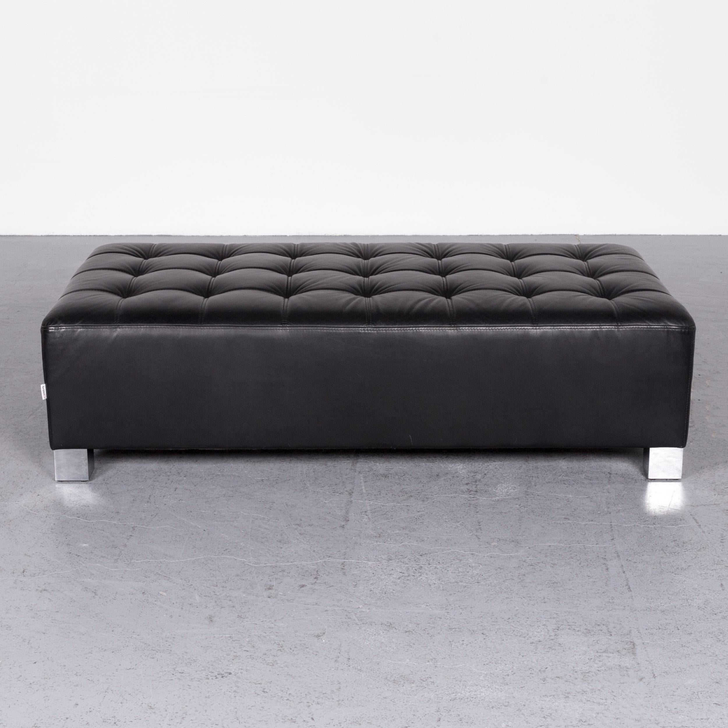 Modern Brühl & Sippold Carrée Designer Leather Footstool Black For Sale