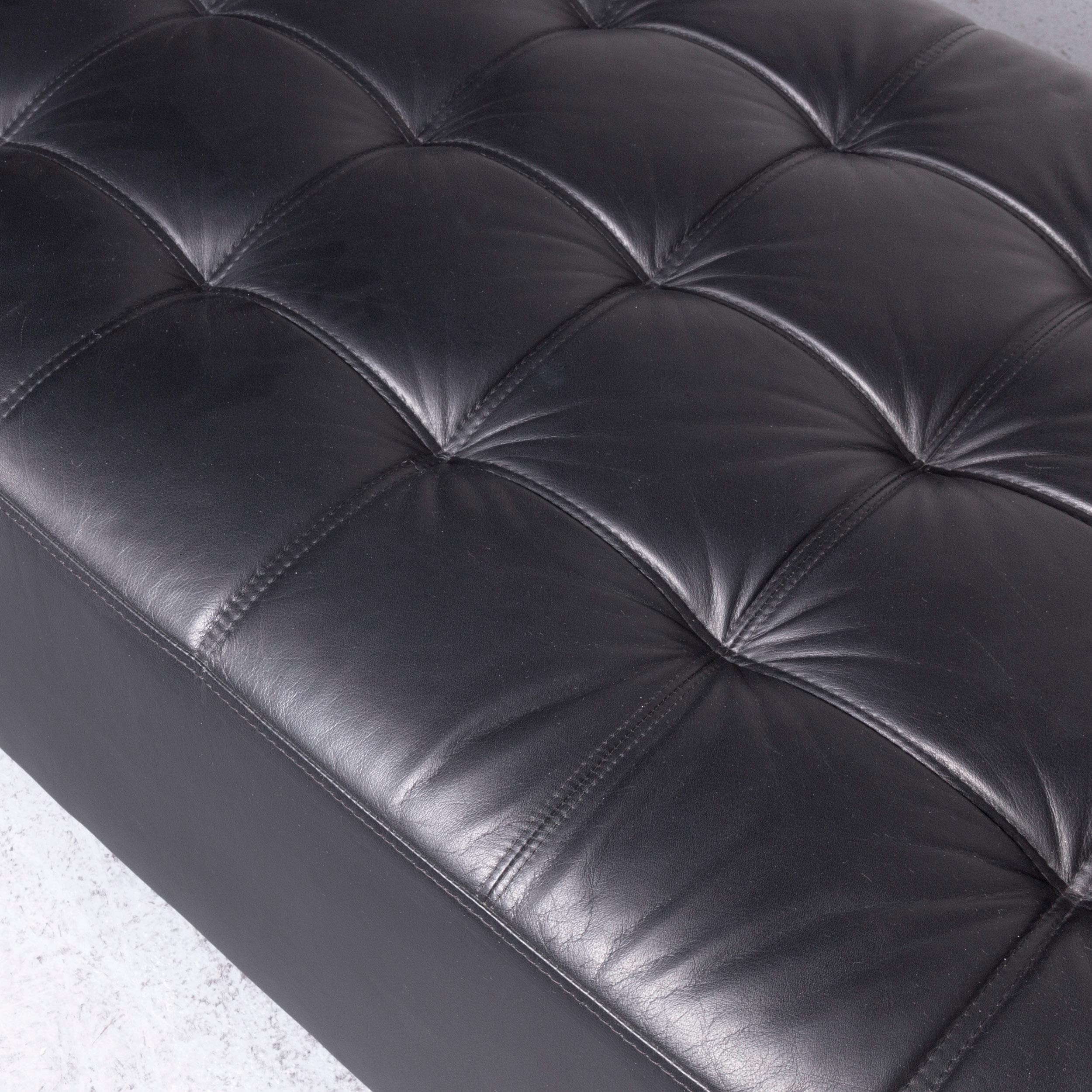 German Brühl & Sippold Carrée Designer Leather Footstool Black For Sale