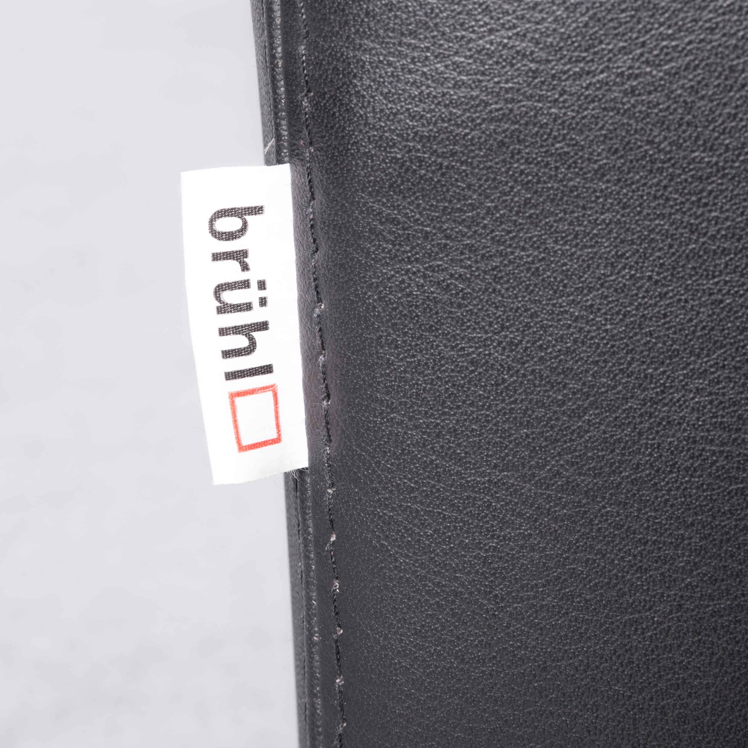 Brühl & Sippold Carrée Designer Leather Footstool Black In Excellent Condition For Sale In Cologne, DE