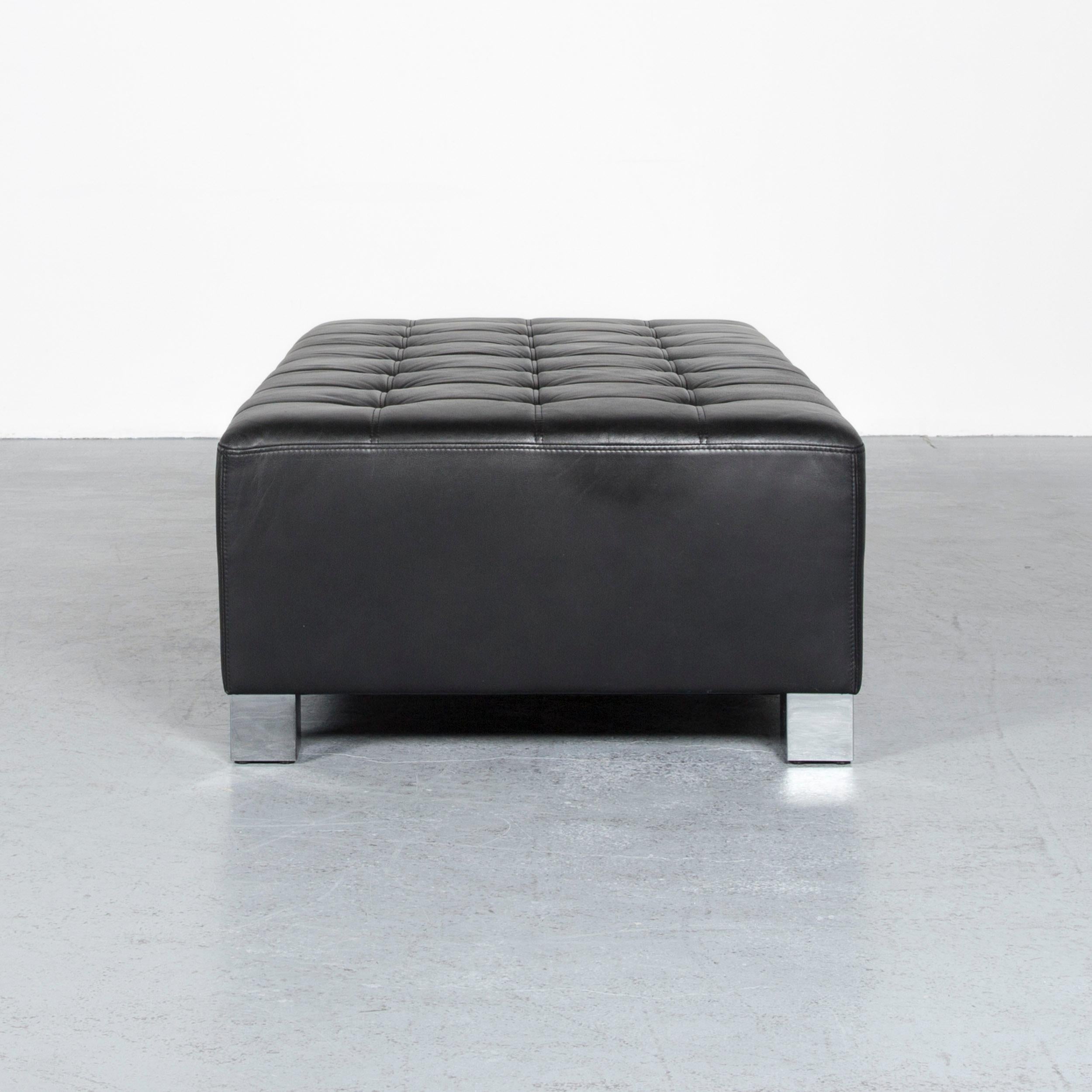 Contemporary Brühl & Sippold Carrée Designer Leather Footstool Black For Sale