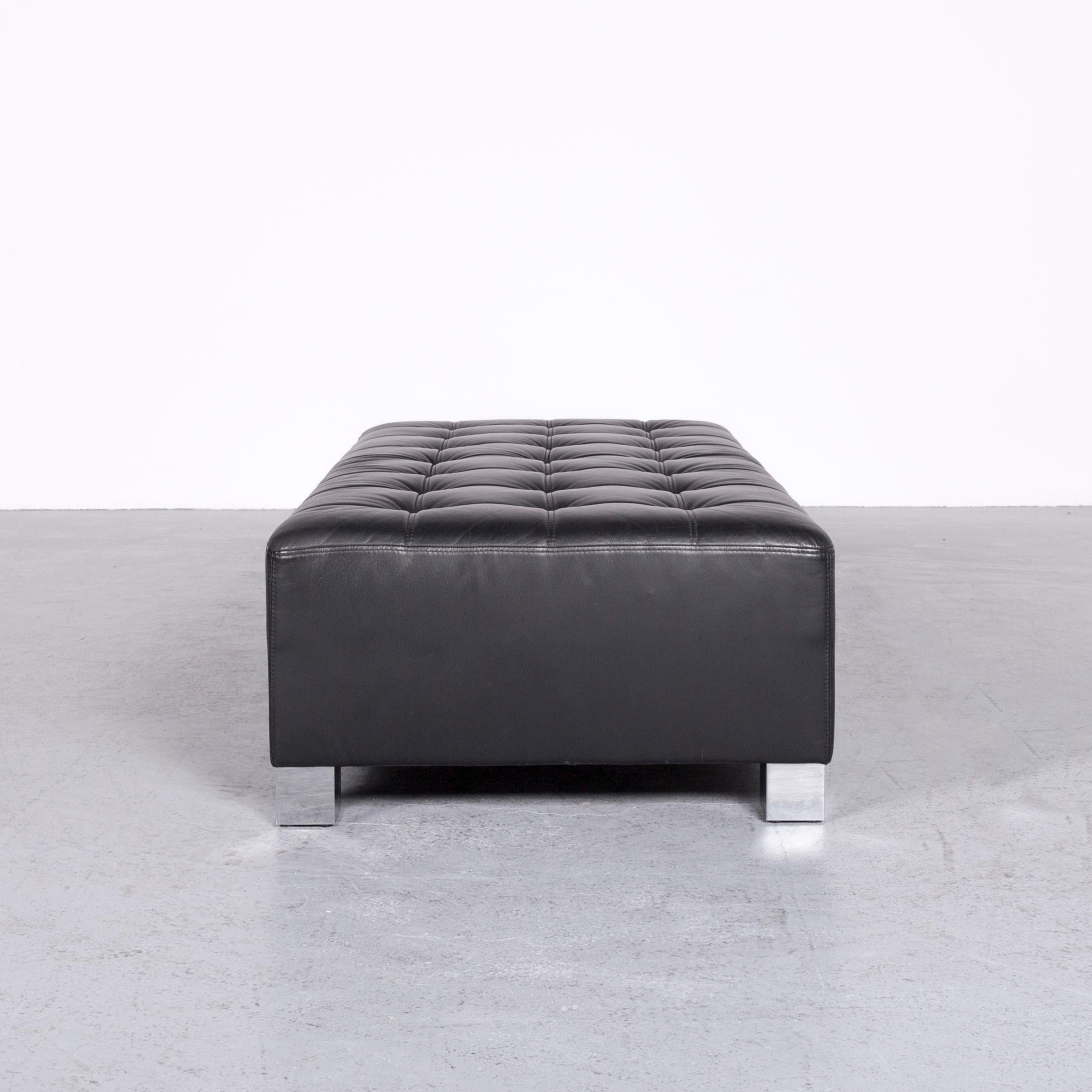 Brühl & Sippold Carrée Designer Leather Footstool Black For Sale 2