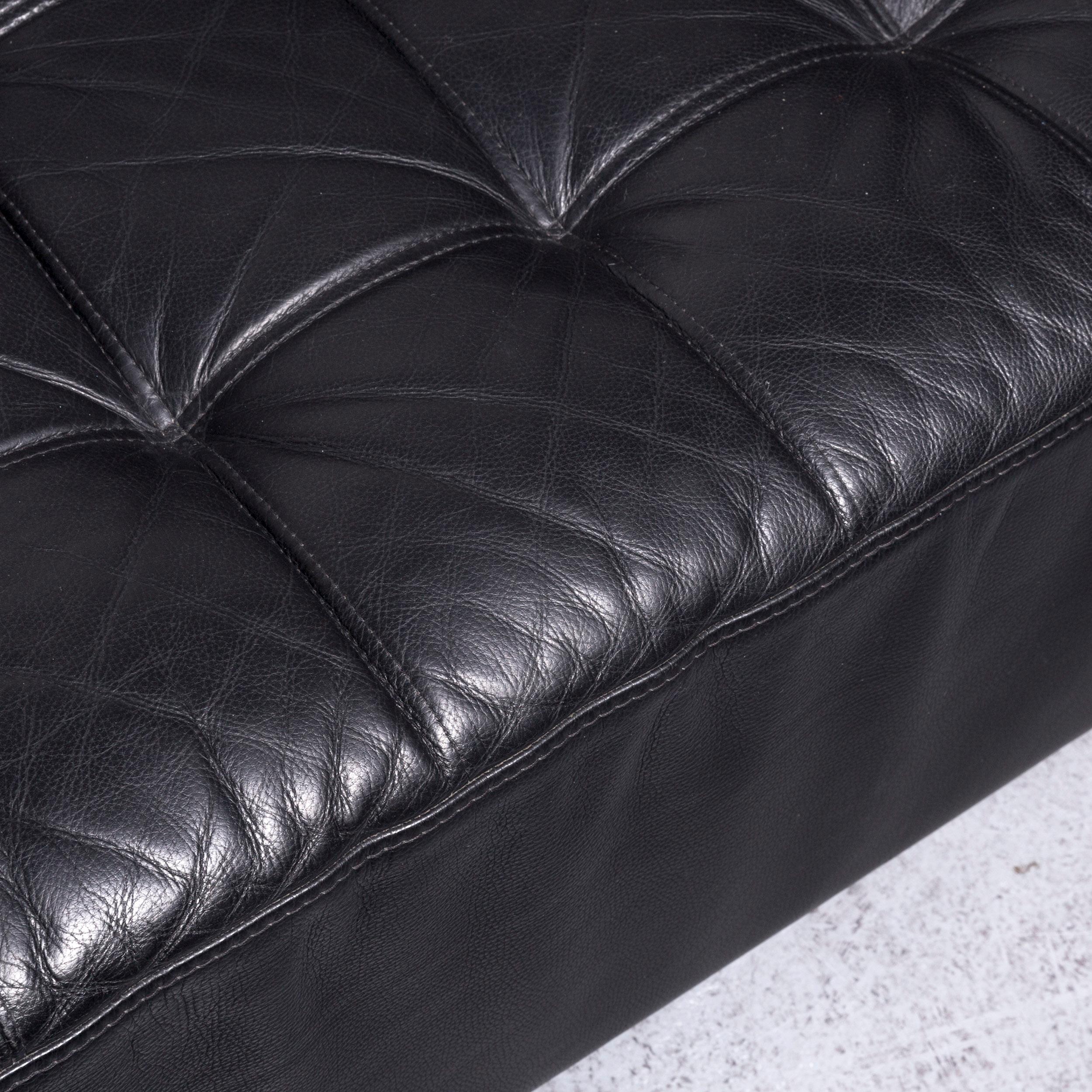 Contemporary Brühl & Sippold Carrée Designer Leather Sofa Black Three-Seat Couch