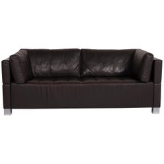 Brühl & Sippold Carrée Leather Sofa Black Three-Seat
