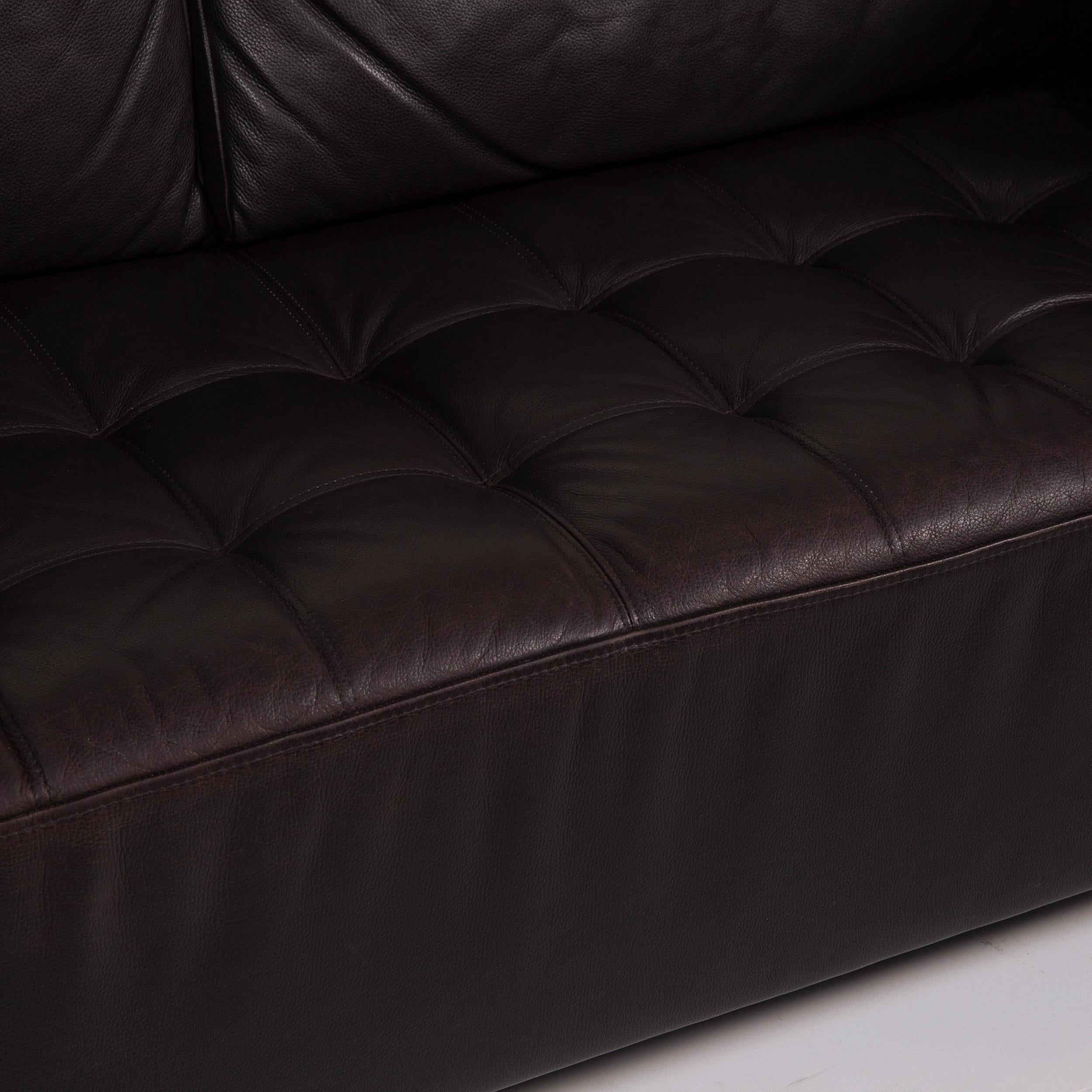 Modern Brühl & Sippold Carrée Leather Sofa Black Three-Seat For Sale
