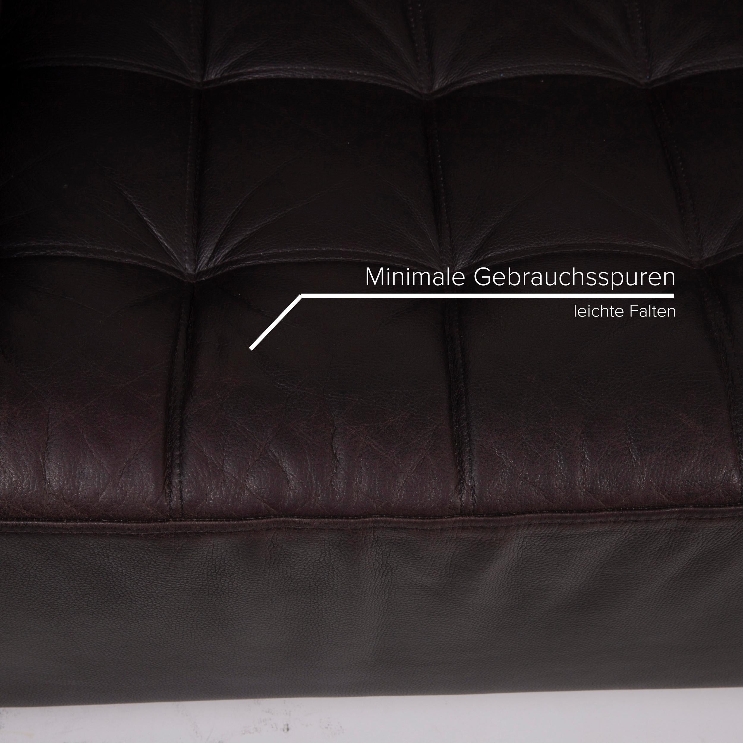German Brühl & Sippold Carrée Leather Sofa Black Three-Seat For Sale
