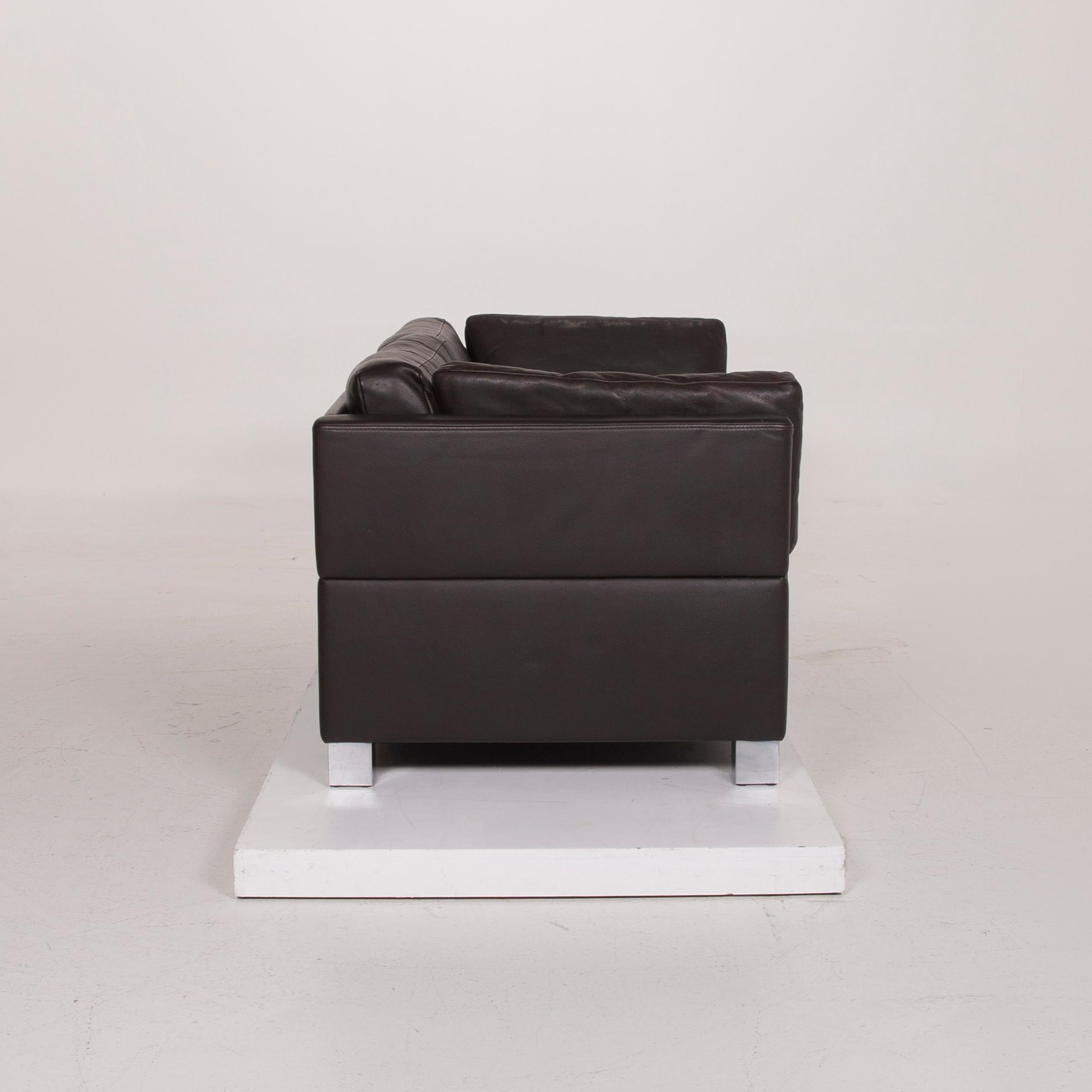 Brühl & Sippold Carrée Leather Sofa Black Three-Seat For Sale 3