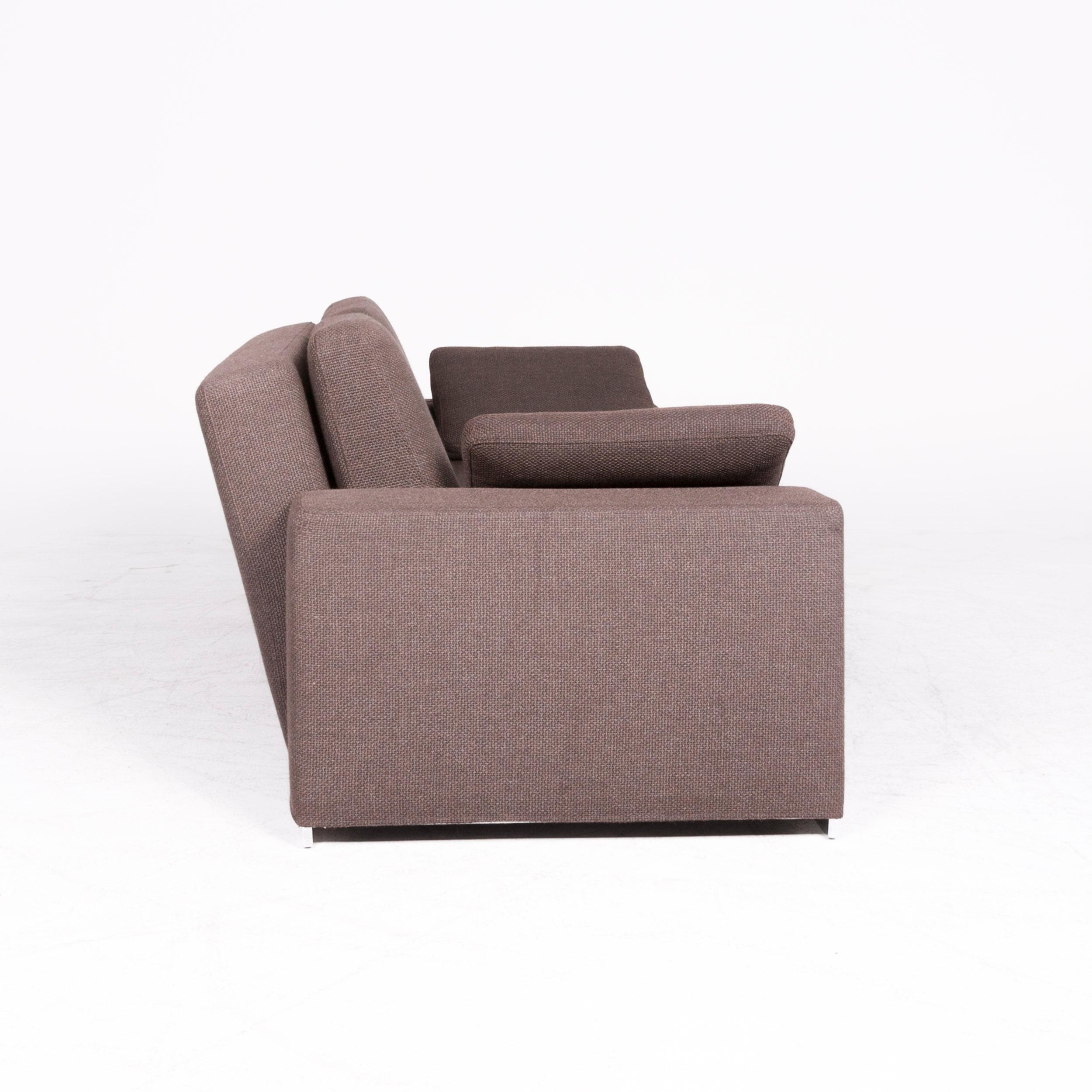 Brühl & Sippold Designer Fabric Sofa Brown Two-Seat Sofa Function Sofa Bed 4