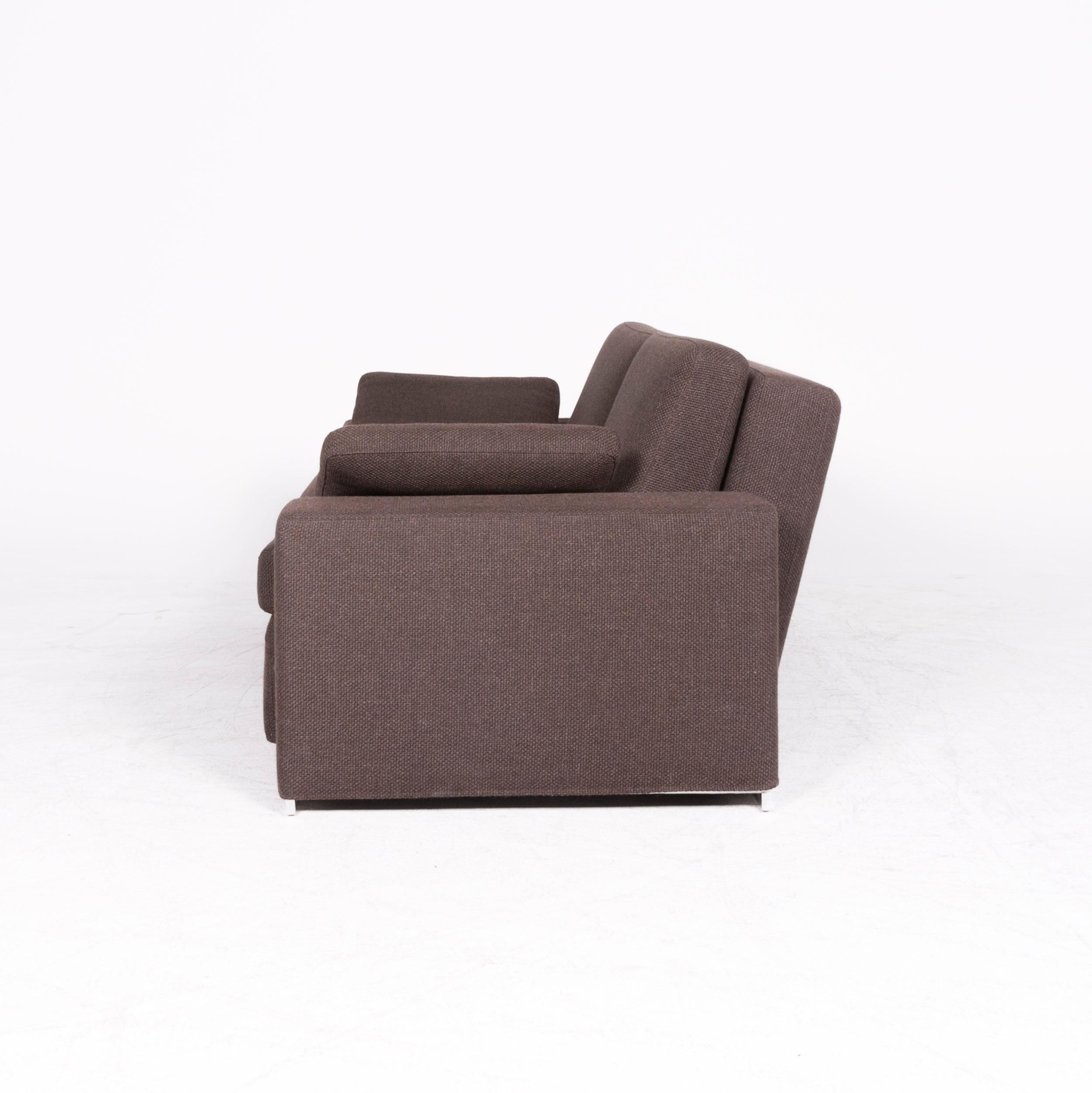 Brühl & Sippold Designer Fabric Sofa Brown Two-Seat Sofa Function Sofa Bed 6