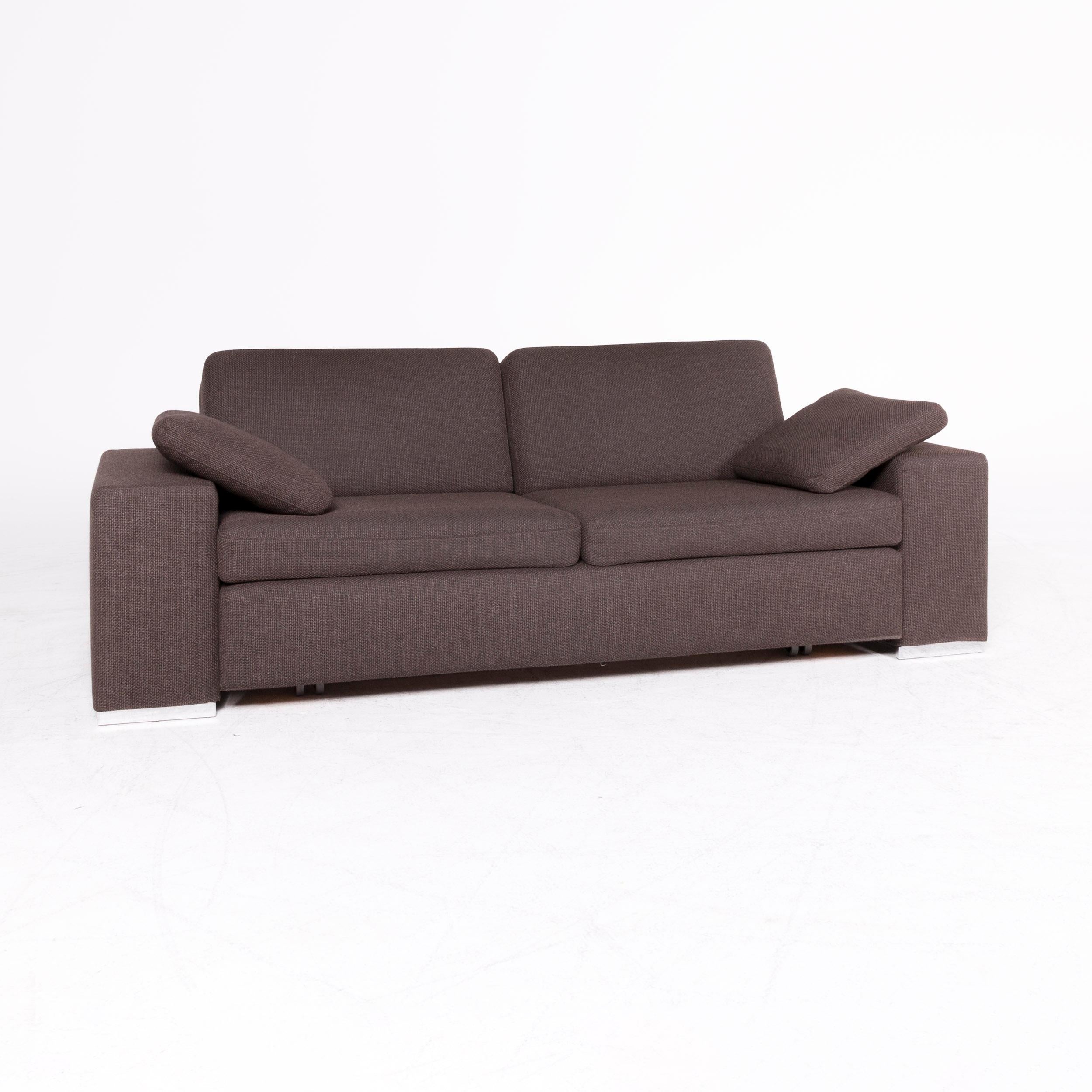 Modern Brühl & Sippold Designer Fabric Sofa Brown Two-Seat Sofa Function Sofa Bed
