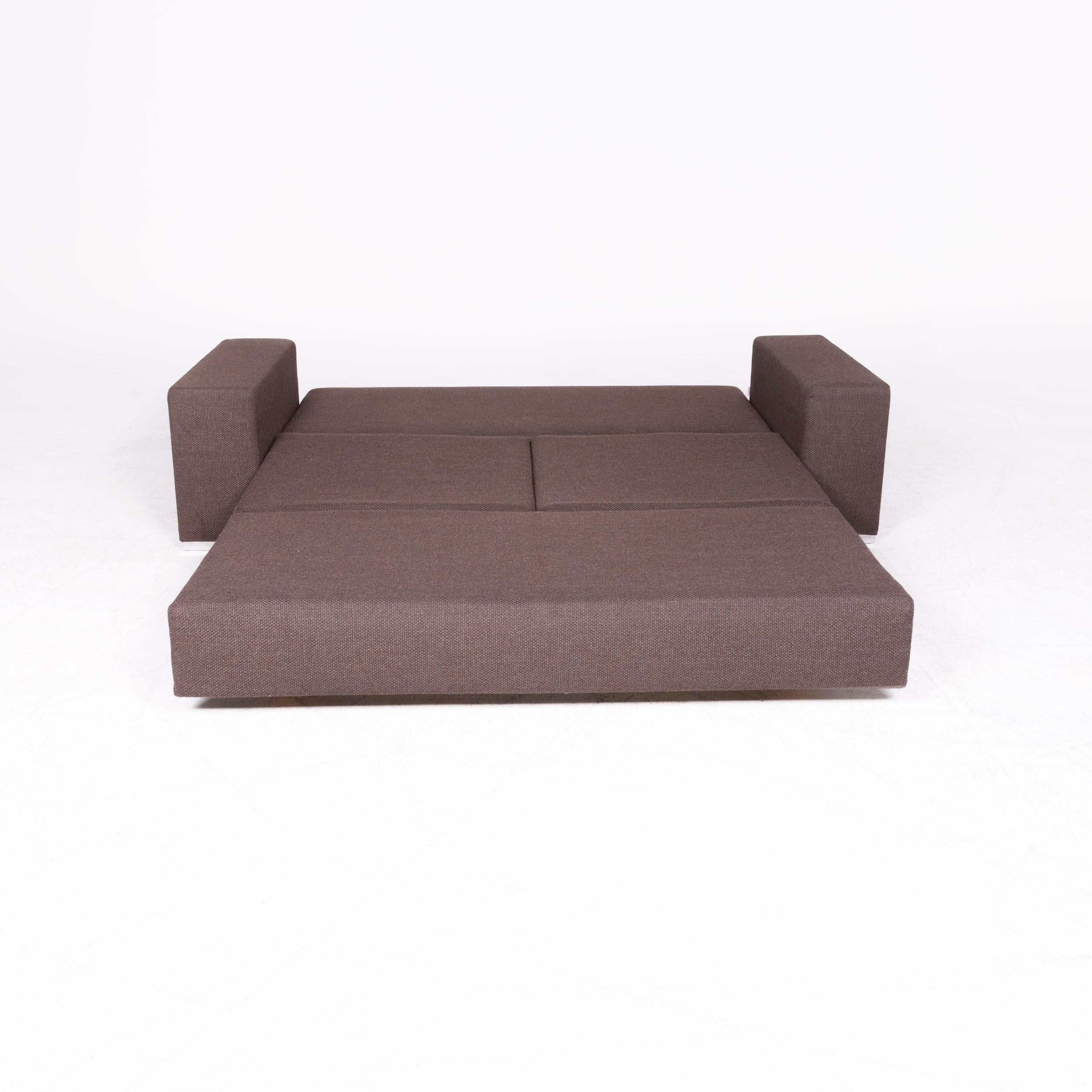 Brühl & Sippold Designer Fabric Sofa Brown Two-Seat Sofa Function Sofa Bed In Excellent Condition In Cologne, DE