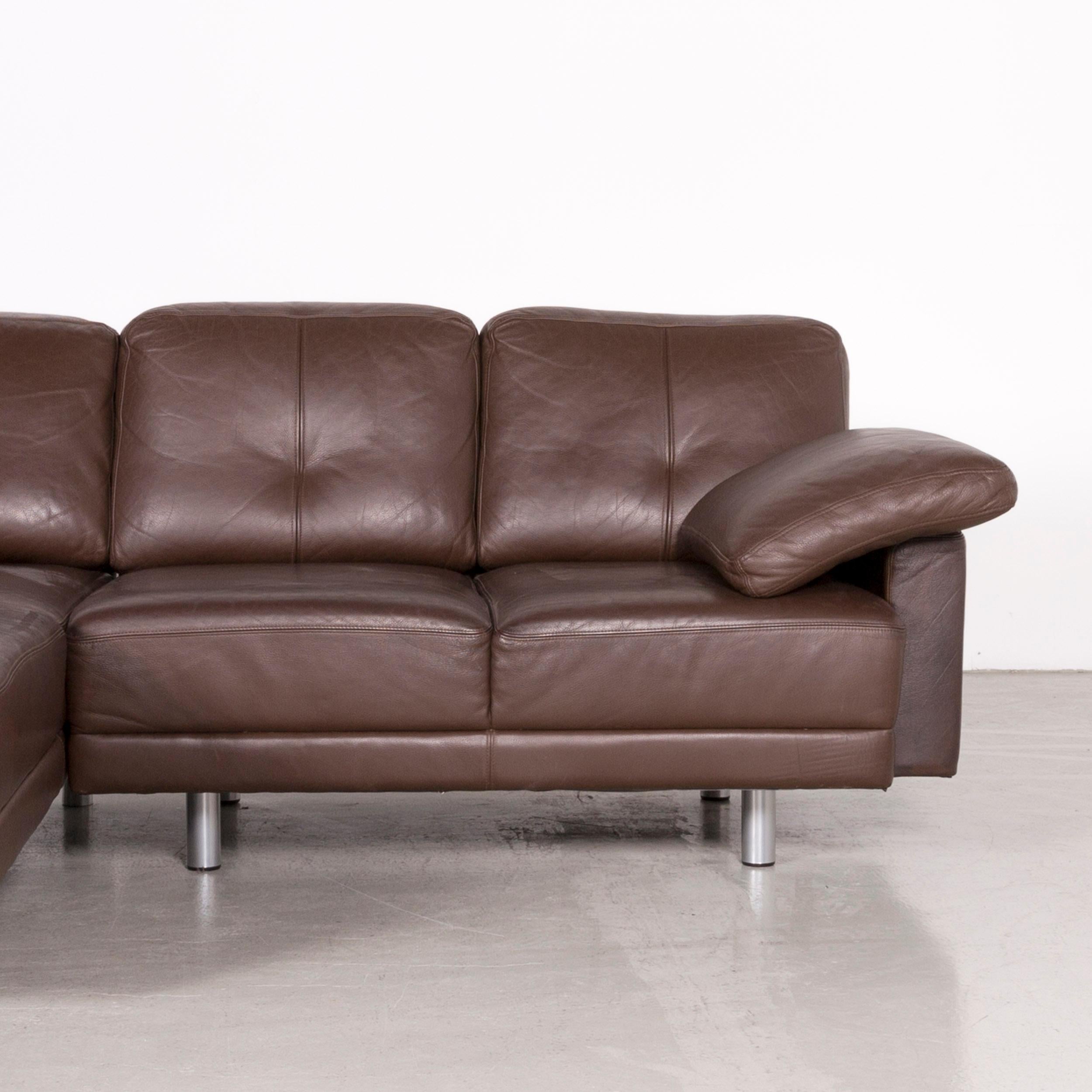 Modern Brühl & Sippold Designer Leather Corner Sofa Brown Genuine Leather Sofa Couch For Sale