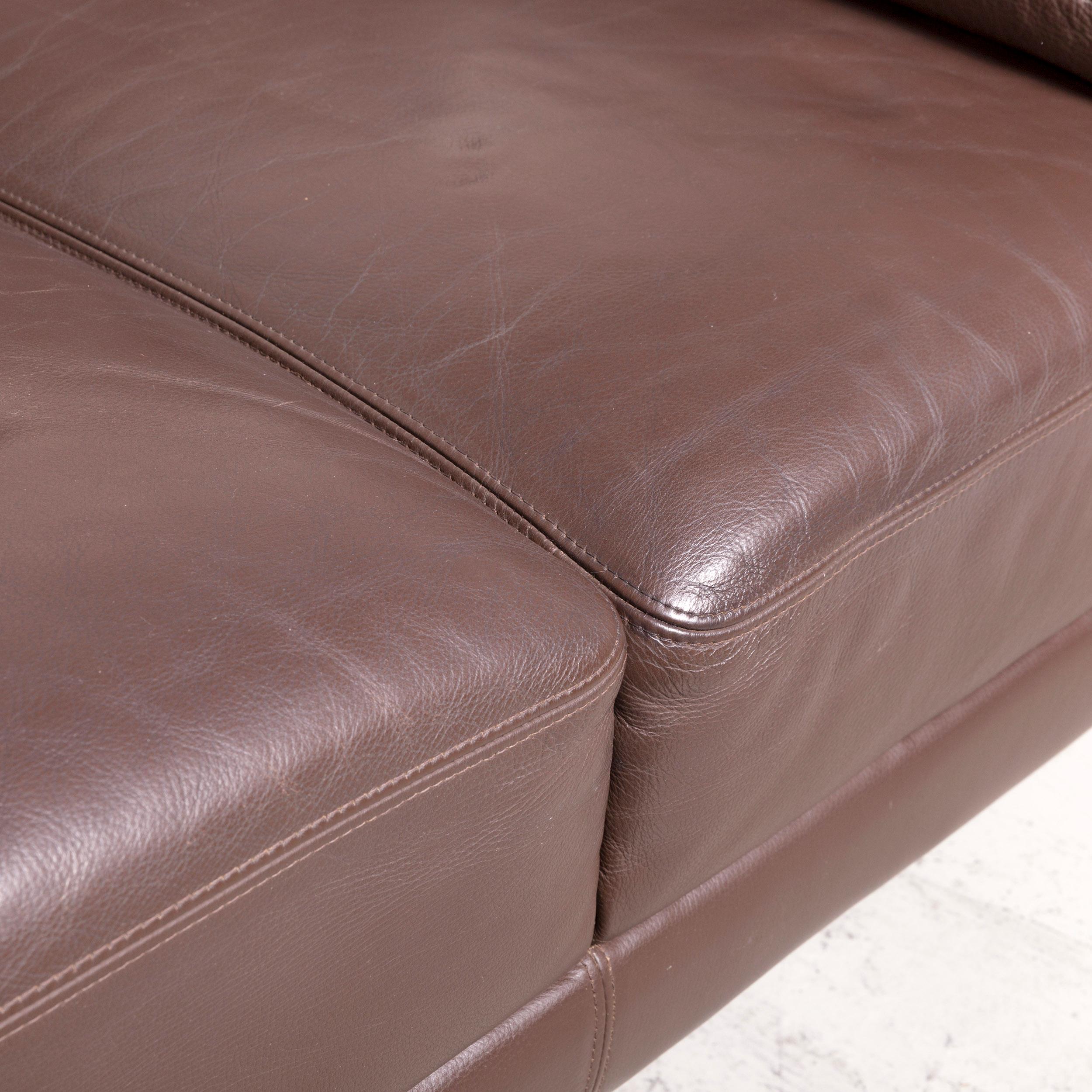 German Brühl & Sippold Designer Leather Corner Sofa Brown Genuine Leather Sofa Couch For Sale
