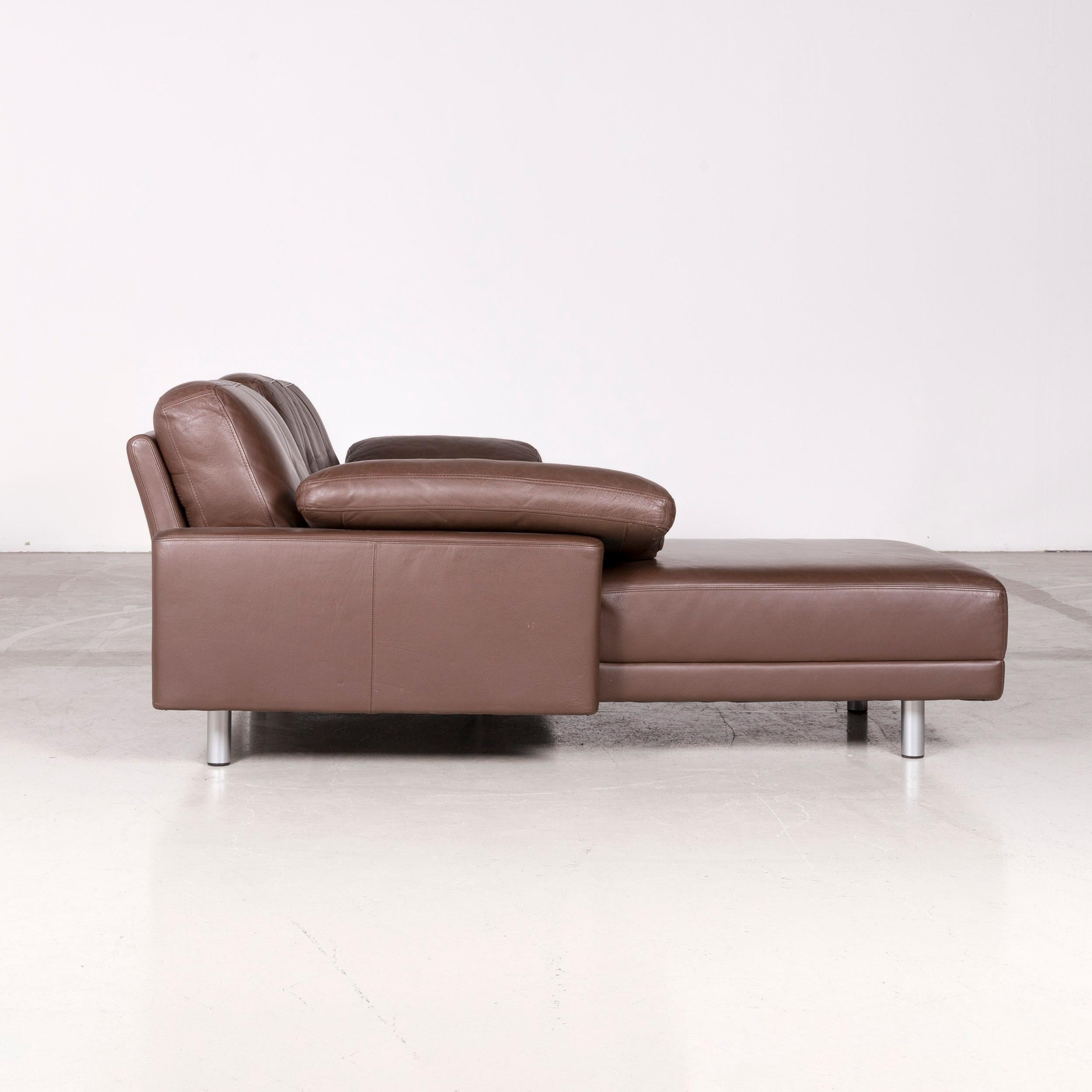 Brühl & Sippold Designer Leather Corner Sofa Brown Genuine Leather Sofa Couch In Good Condition For Sale In Cologne, DE
