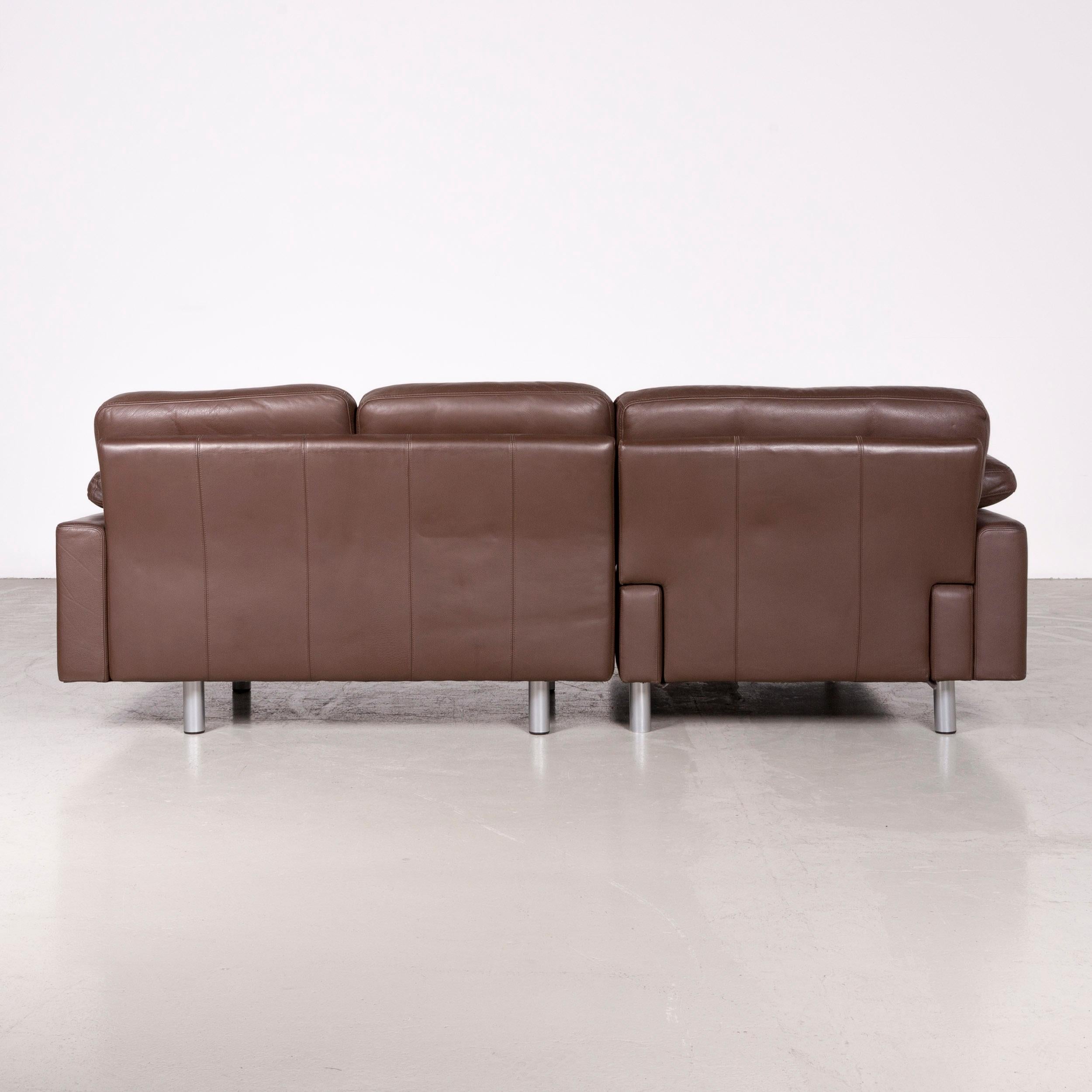 Contemporary Brühl & Sippold Designer Leather Corner Sofa Brown Genuine Leather Sofa Couch For Sale