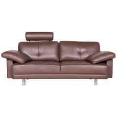 Brühl & Sippold Designer Leather Sofa brown Two-Seat Couch 