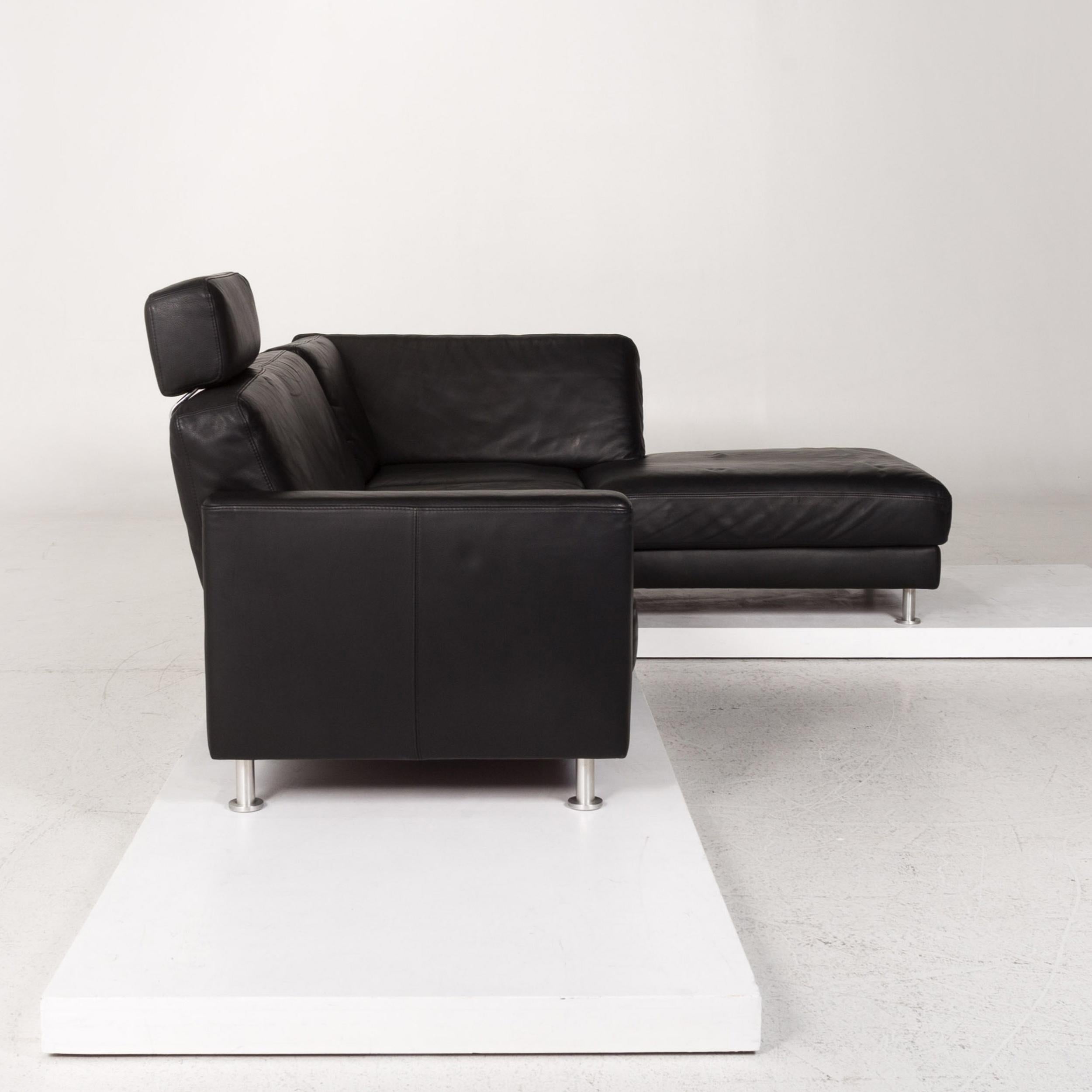 Brühl & Sippold Fiesta Leather Corner Sofa Black Sofa Couch 5