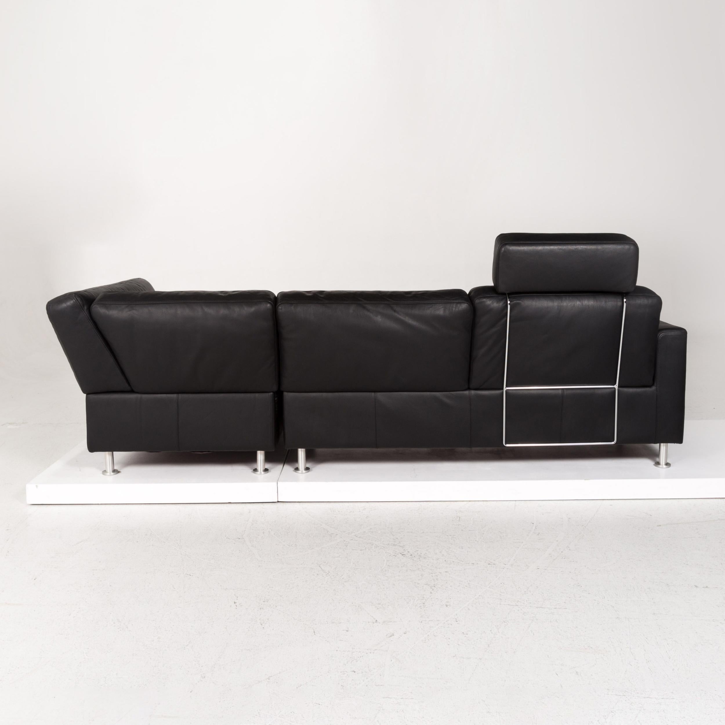 Brühl & Sippold Fiesta Leather Corner Sofa Black Sofa Couch 6