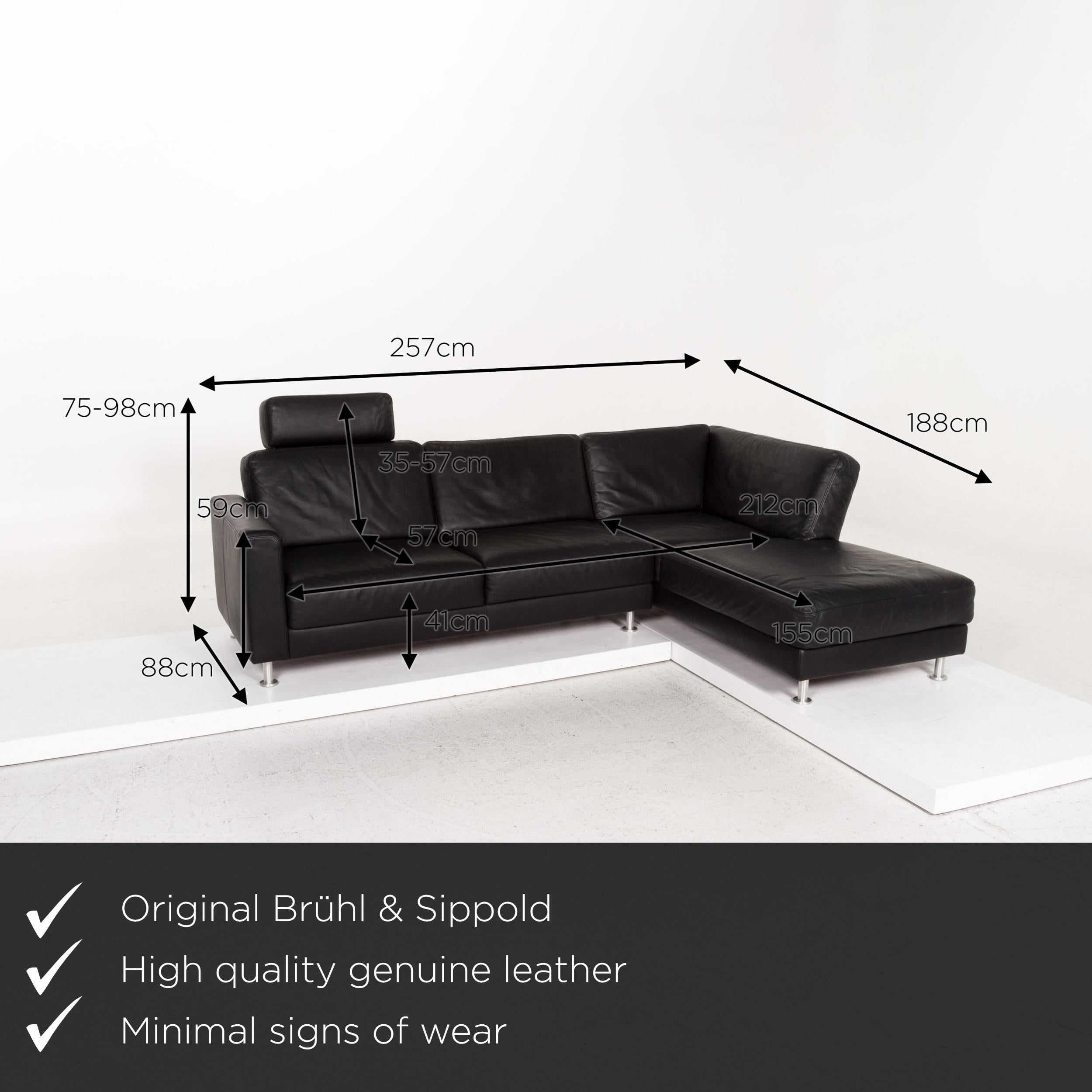 We present to you a Brühl & Sippold Fiesta leather corner sofa black sofa couch.


 Product measurements in centimeters:
 

Depth 88
Width 257
Height 75
Seat height 41
Rest height 59
Seat depth 57
Seat width 212
Back height 35.

  