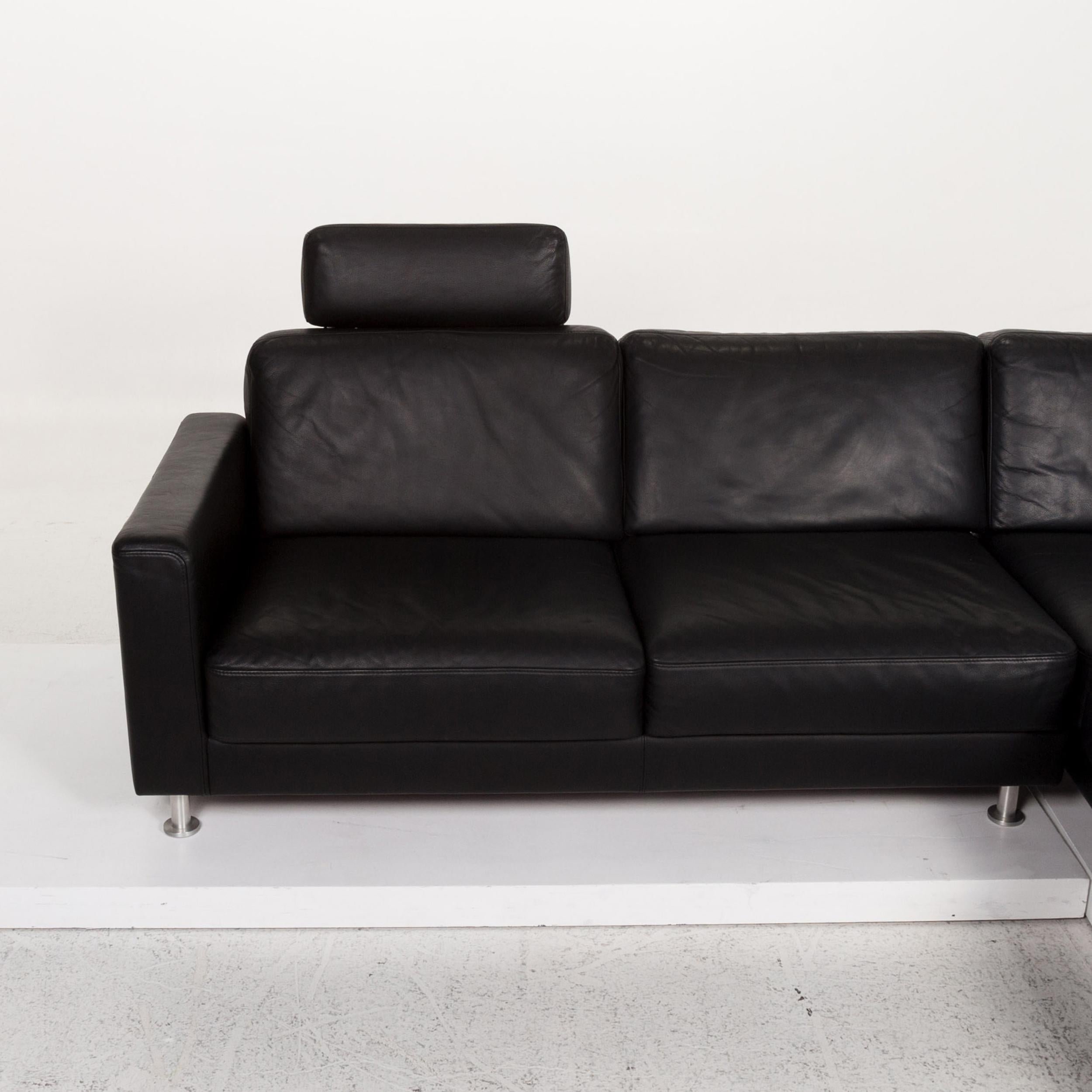 Brühl & Sippold Fiesta Leather Corner Sofa Black Sofa Couch 2