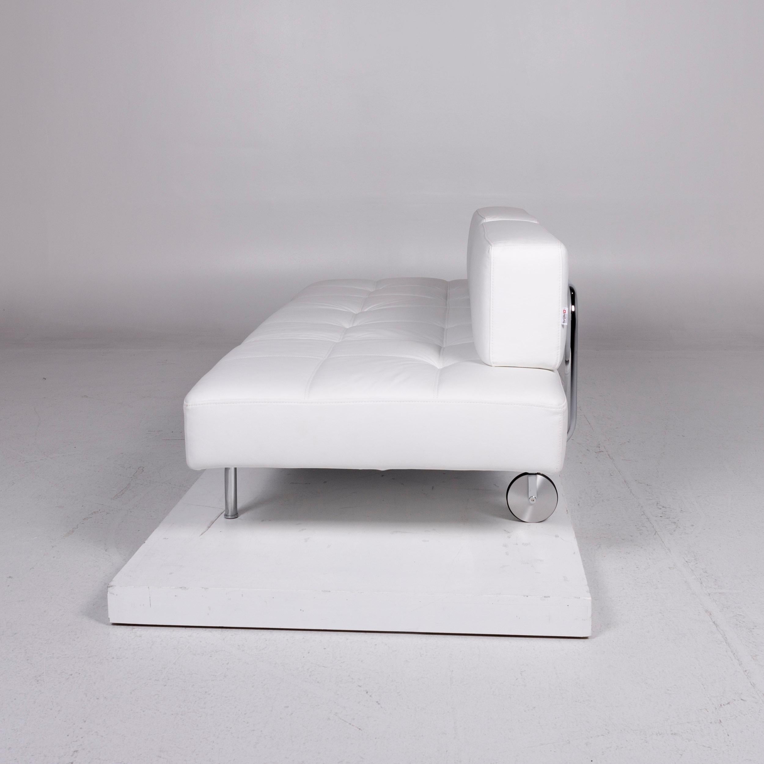 Brühl & Sippold Jerry Leather Sofa White Three-Seat Function Relaxation Couch 6