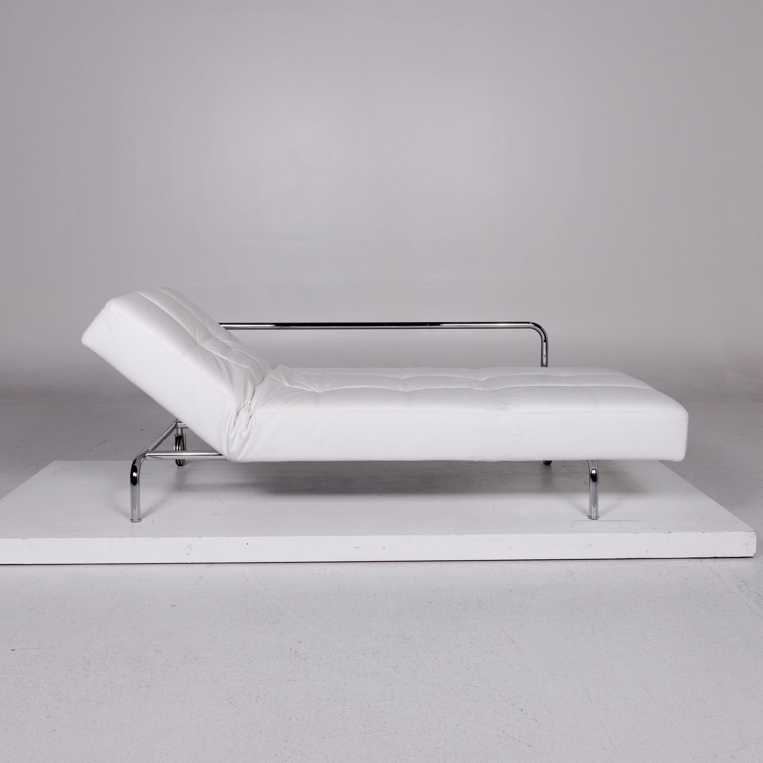 German Brühl & Sippold Jerry Leather Sofa White Three-Seat Function Relaxation Couch