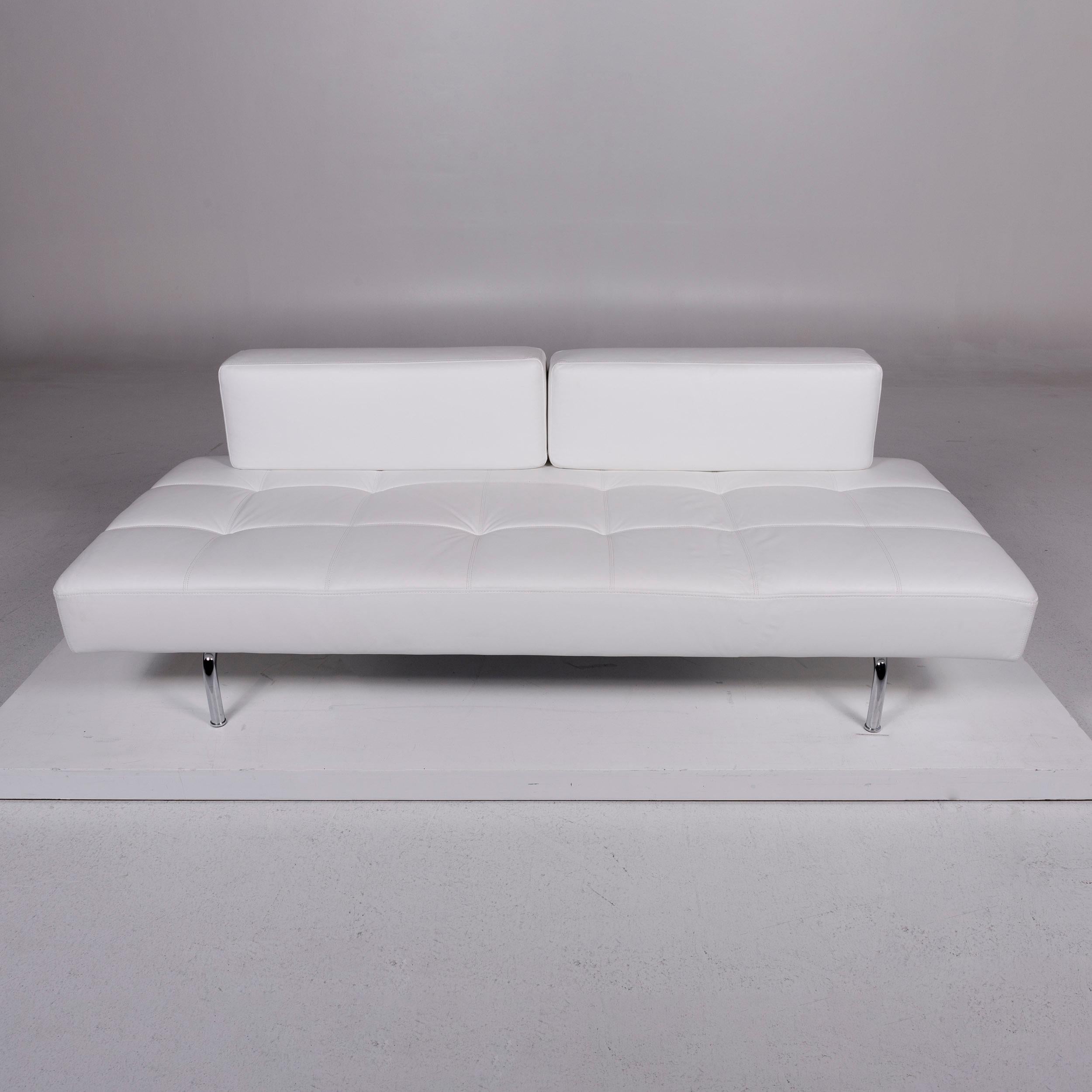 Brühl & Sippold Jerry Leather Sofa White Three-Seat Function Relaxation Couch 2