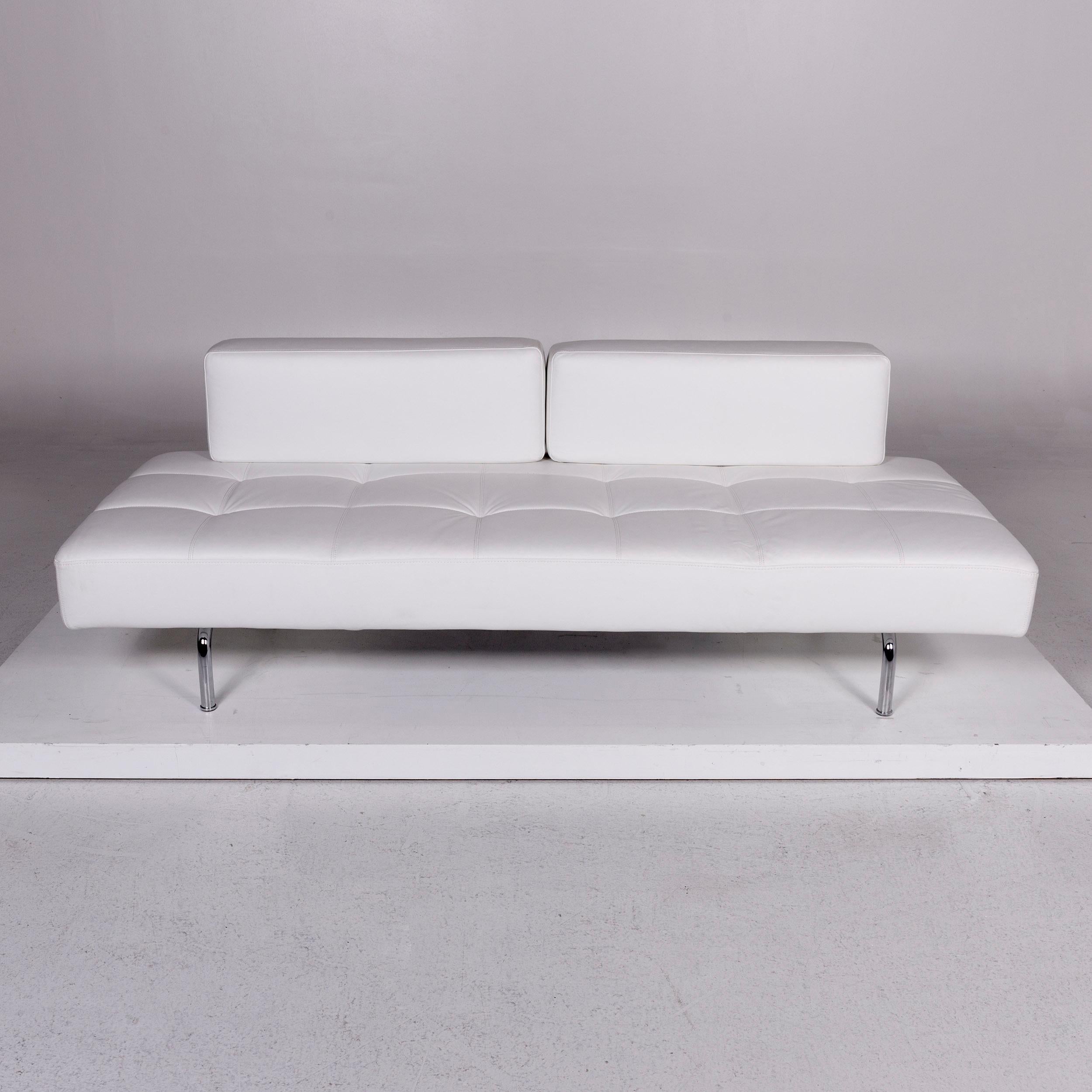 Brühl & Sippold Jerry Leather Sofa White Three-Seat Function Relaxation Couch 3