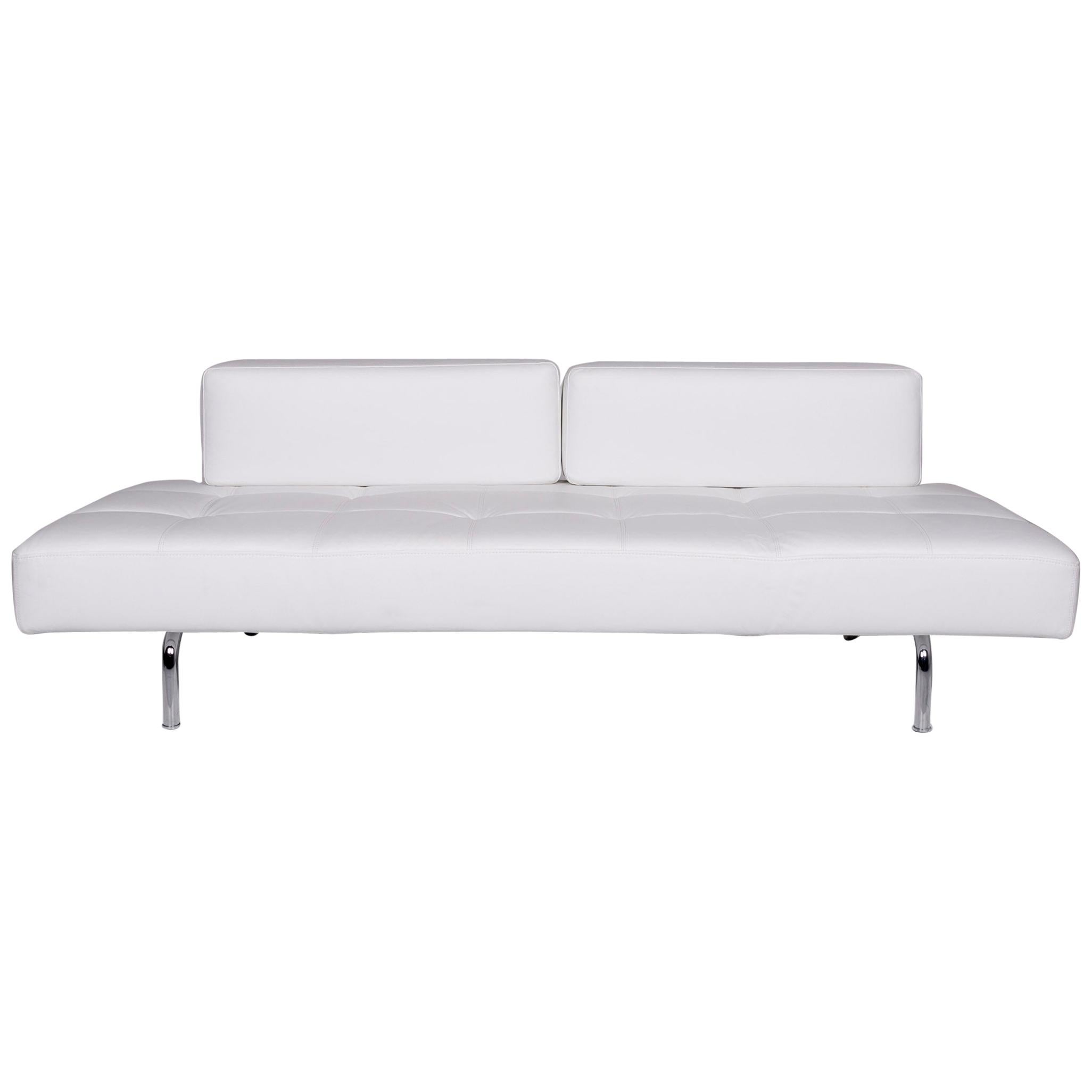 Brühl & Sippold Jerry Leather Sofa White Three-Seat Function Relaxation Couch