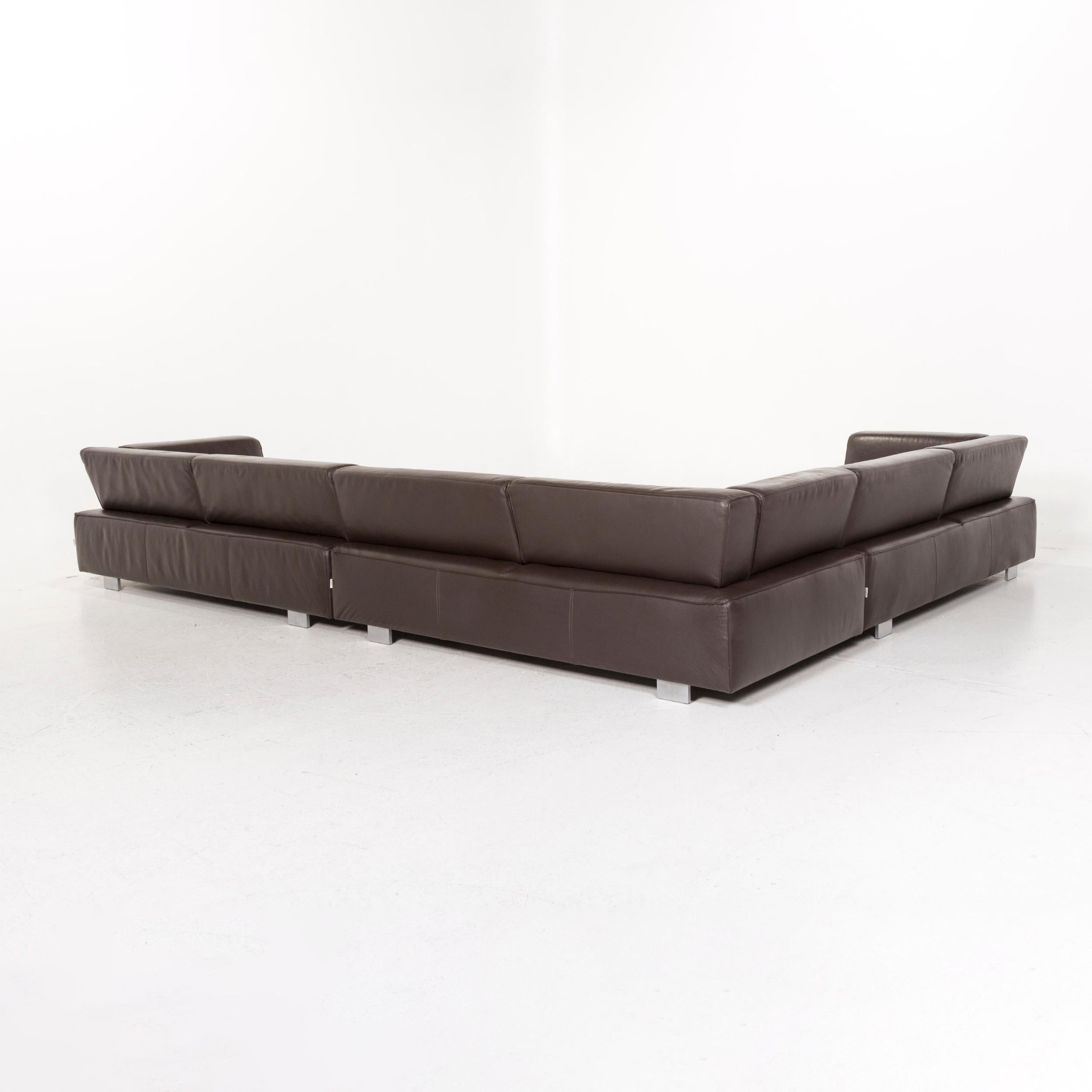 Brühl & Sippold Leather Corner Sofa Brown Dark Brown Sofa Couch For Sale 5