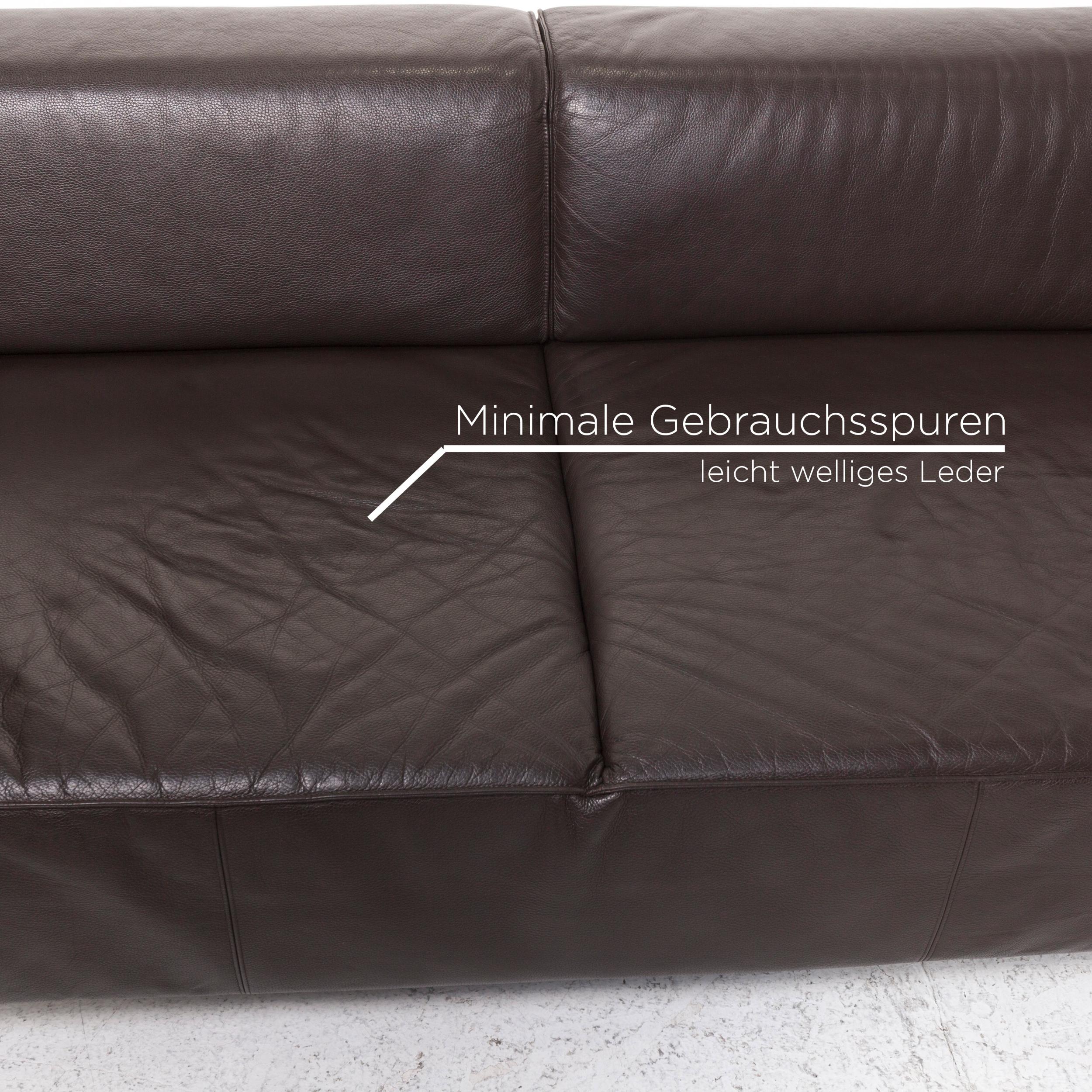 Brühl & Sippold Leather Corner Sofa Brown Dark Brown Sofa Couch In Good Condition For Sale In Cologne, DE